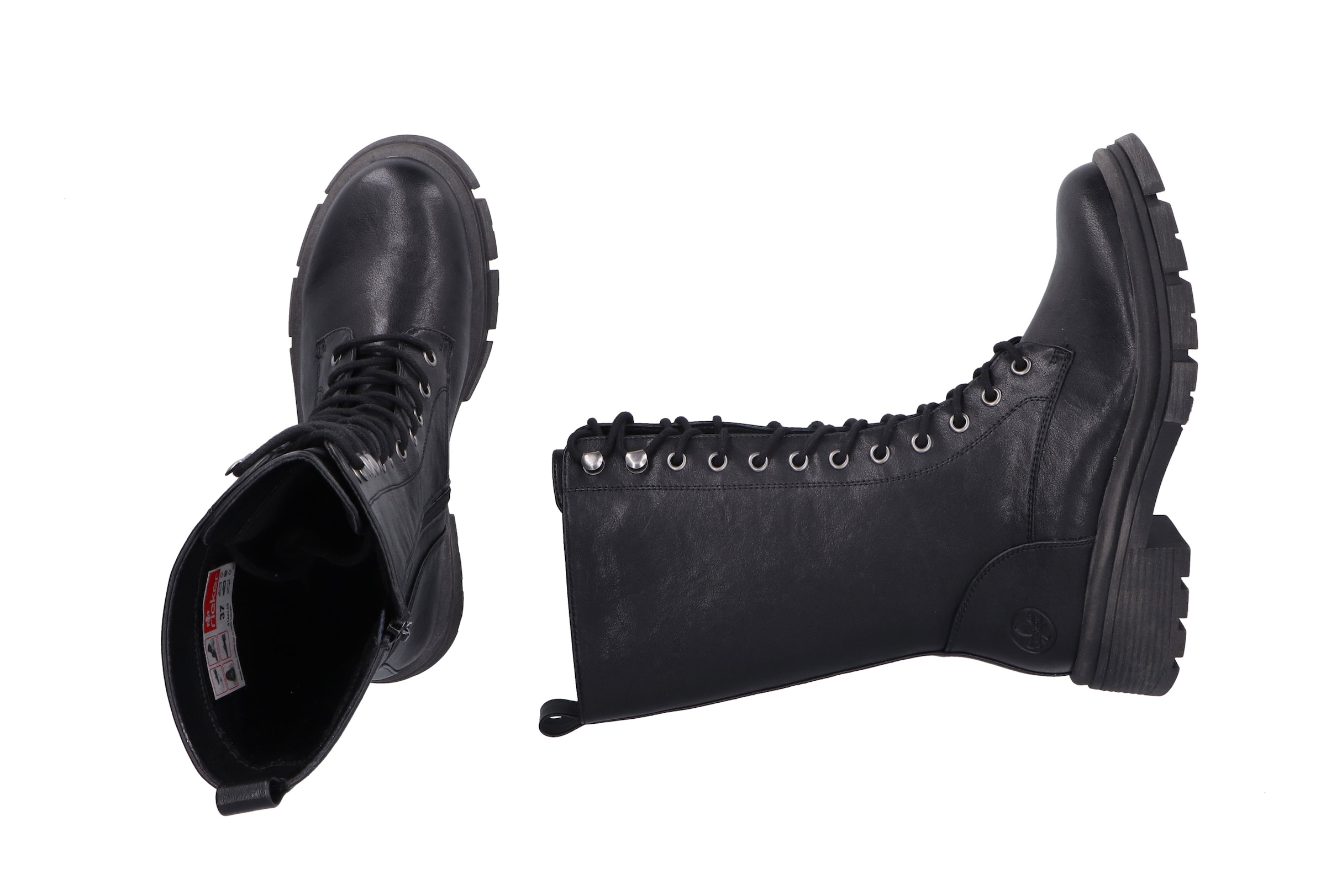 Rieker Schnürstiefel  Schnürboots mit Reißverschluss und robuster Profilsohle