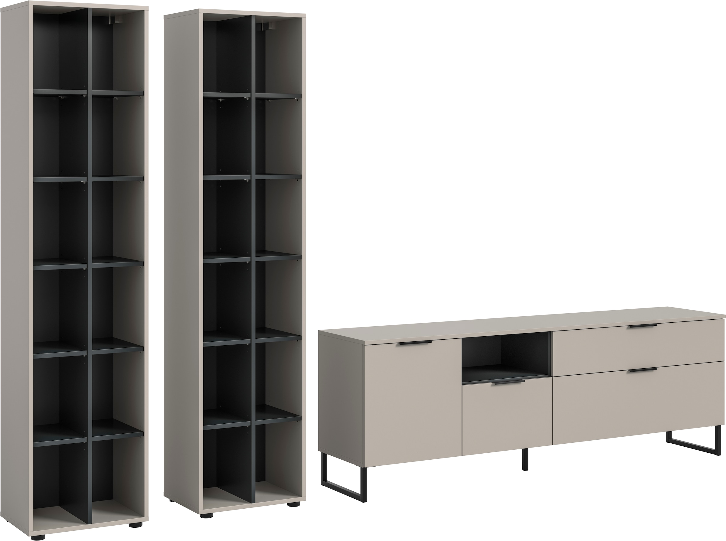 Home affaire Wohnwand "ADIO, Breite 305 cm, 3-teiliges Set, mit Metall-Kufe günstig online kaufen