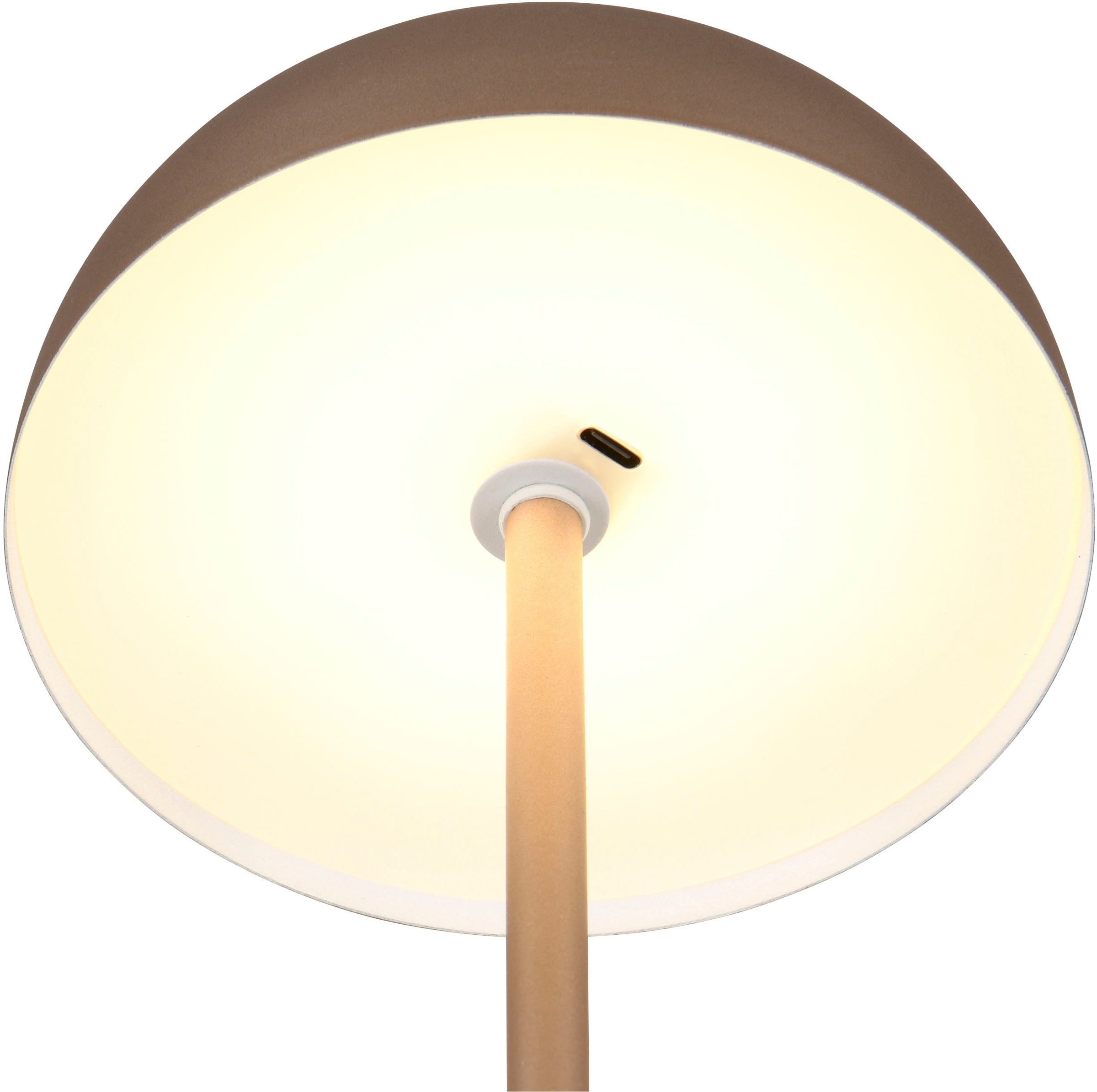 REALITY Leuchten LED Tischleuchte »MUNOZ, Akku Tischleuchte mit Touchdimmer + USB Anschluss, IP20 indoor«, 1 flammig, Leuchtmittel LED-Board | LED fest integriert, bis zu 10h Akkulaufzeit, laden per USB max 7-9h, Akku Leuchte Pilzform