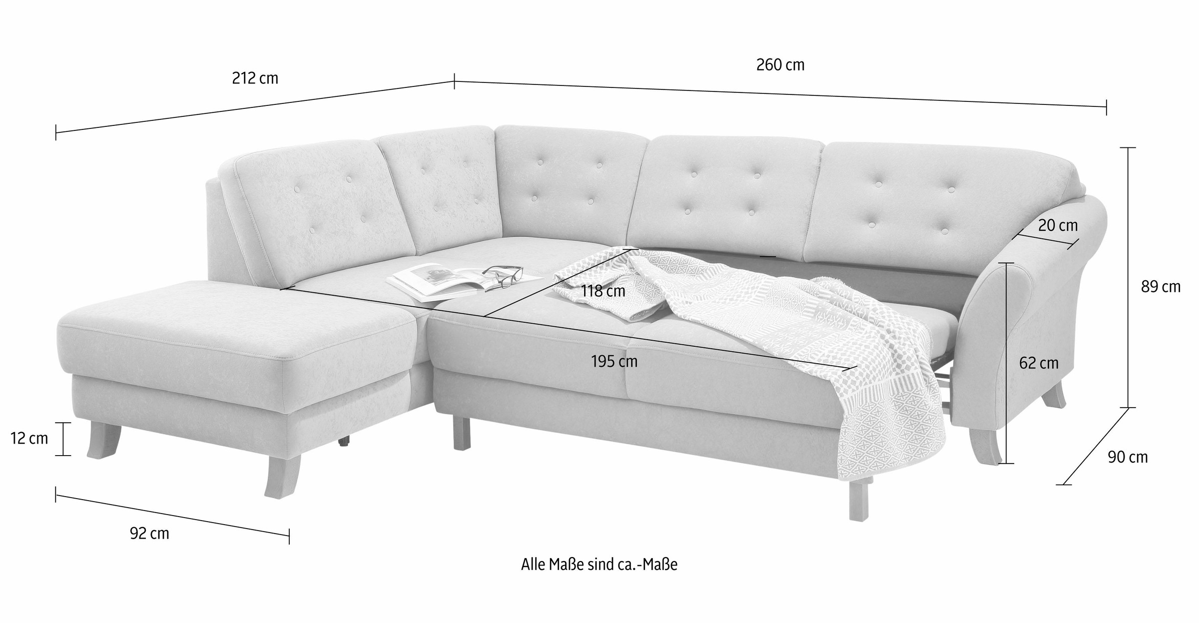 Home affaire Ecksofa »Trondheim L-Form«, mit Federkern