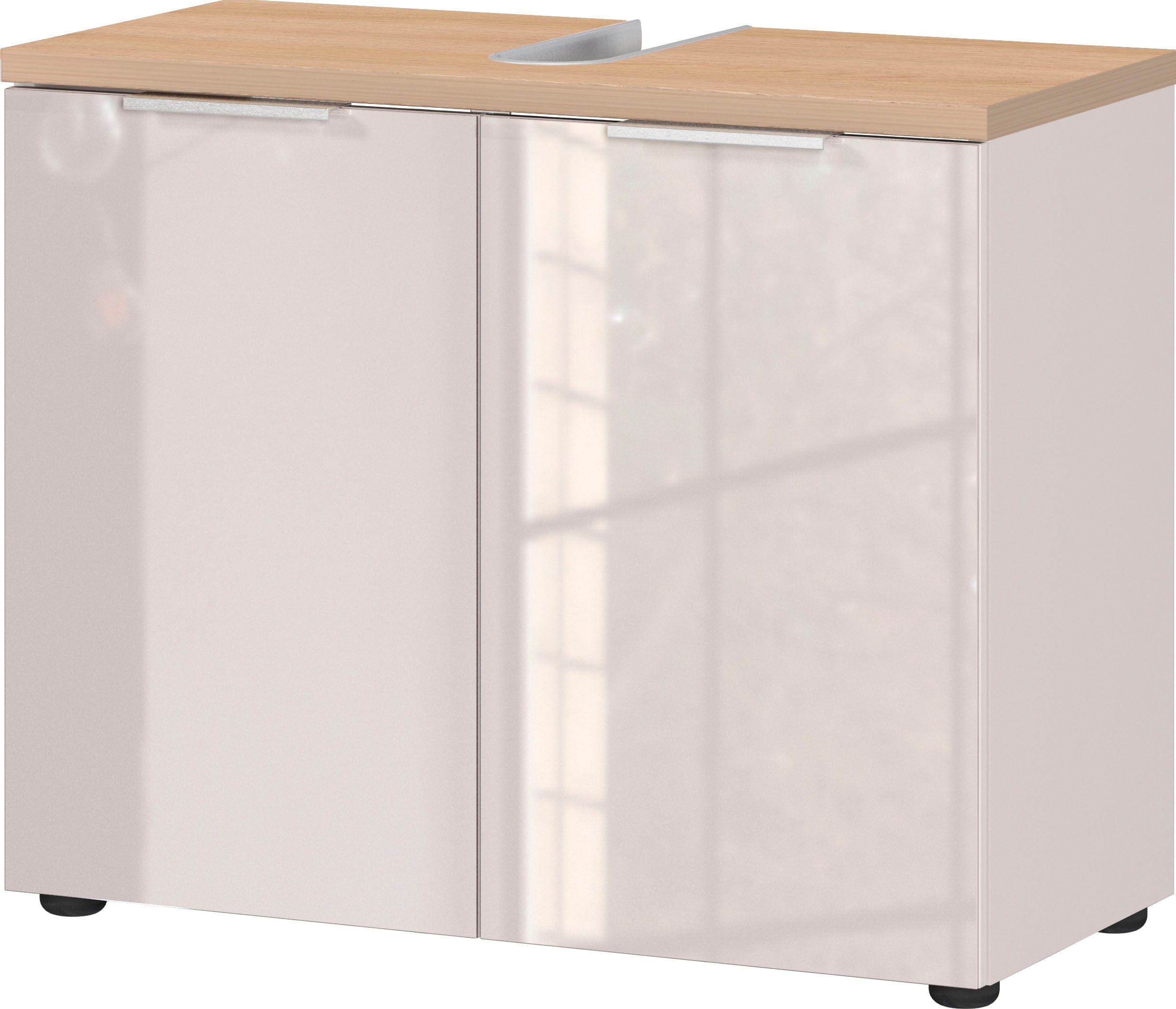 GERMANIA Waschbeckenunterschrank "Tavira" 1 Stk. tlg. Waschbeckenunterschrank mit Glasfronten und Siphonausschnitt