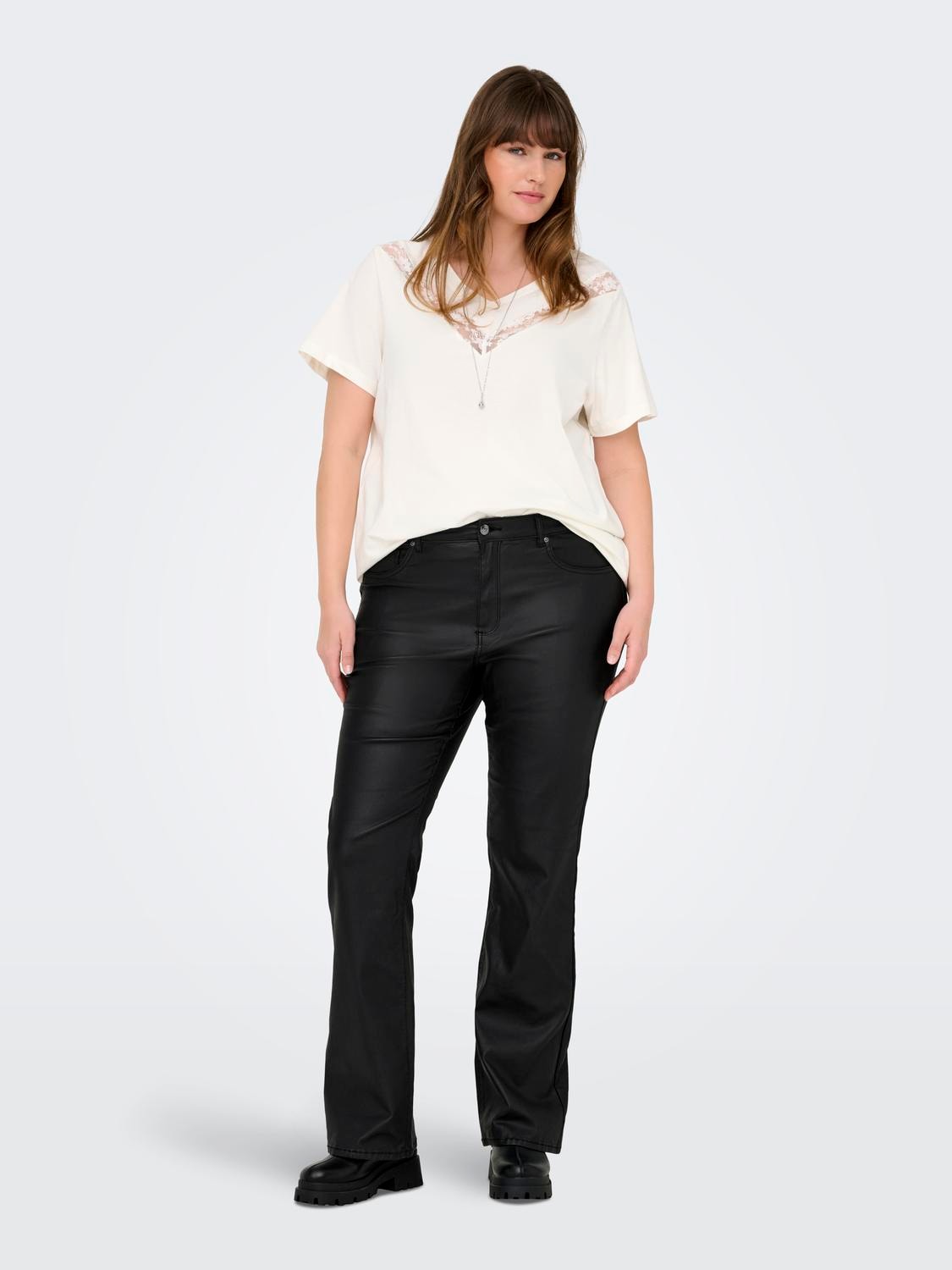 ONLY CARMAKOMA Lederimitathose "CARBLUSH MID FLARED COATED PNT NOOS" günstig online kaufen