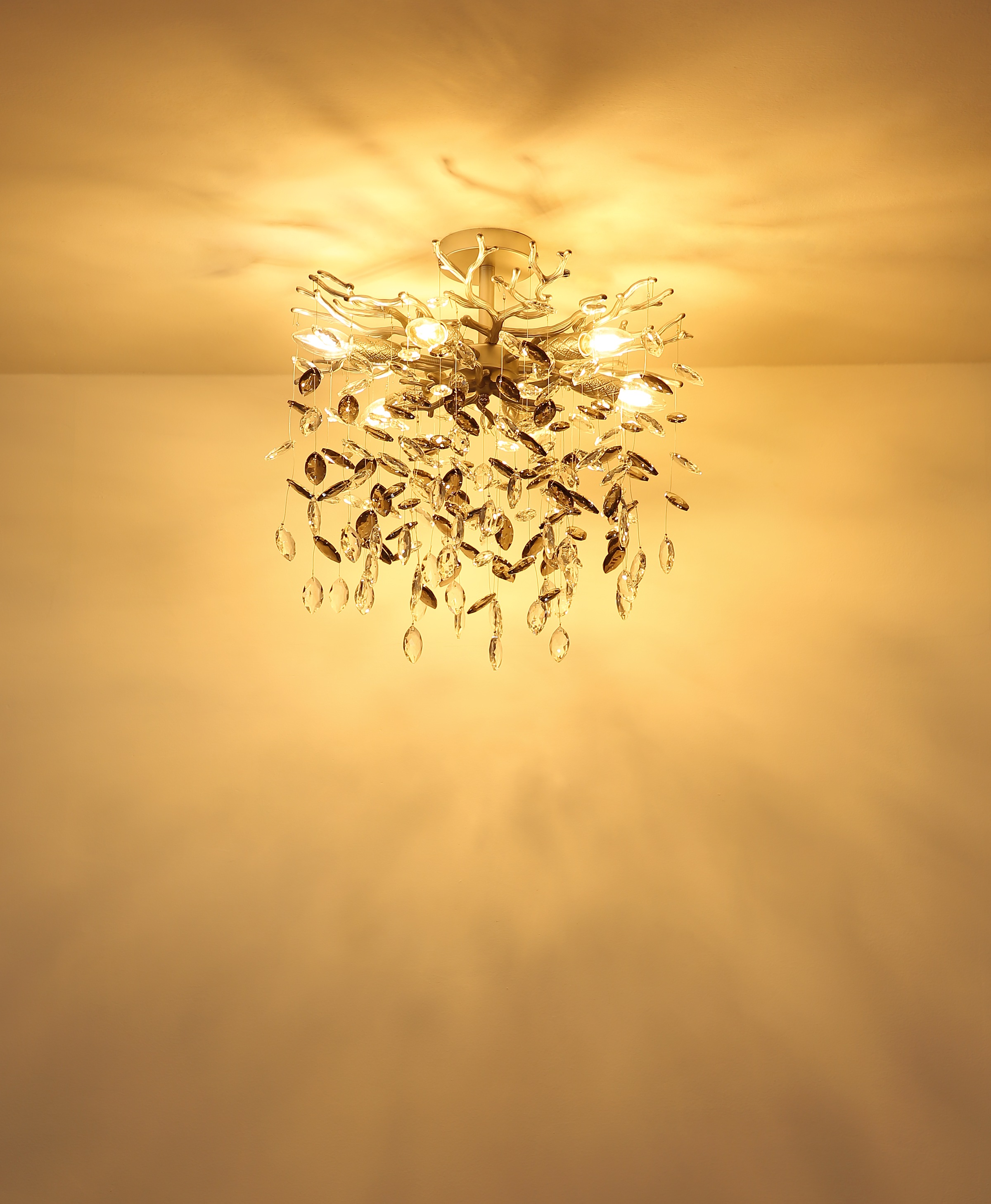 GLOBO LIGHTING Deckenleuchte »QUEENA« E14 1 Stk. Silberfarbene Deckenleuchte mit Rauchglas, Höhe kürzbar