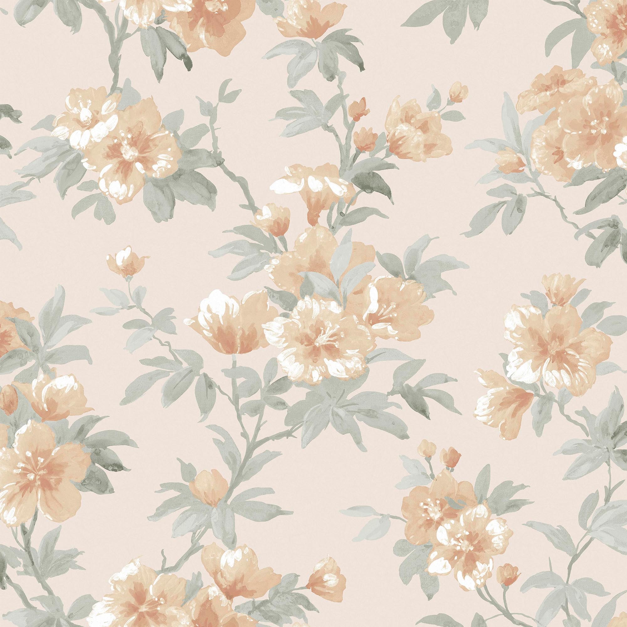 LAURA ASHLEY Vliestapete »Rosamund Apricot«, geblümt, 10mx52cm (ca. 5m2)