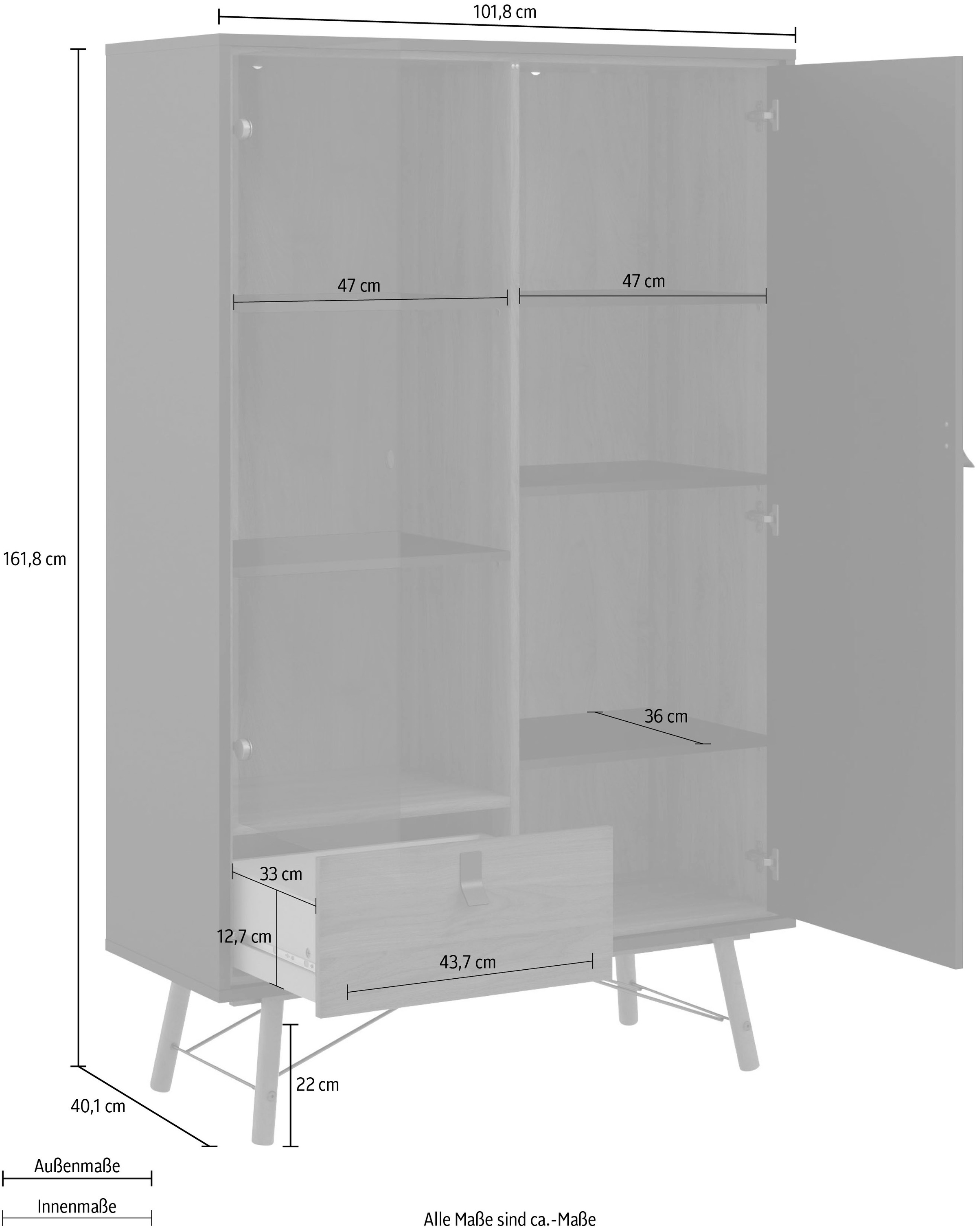 und geschlossenen Glastür einer | mit einer BAUR Vitrine Vitrine, Schublade Tür Home kaufen affaire sowie