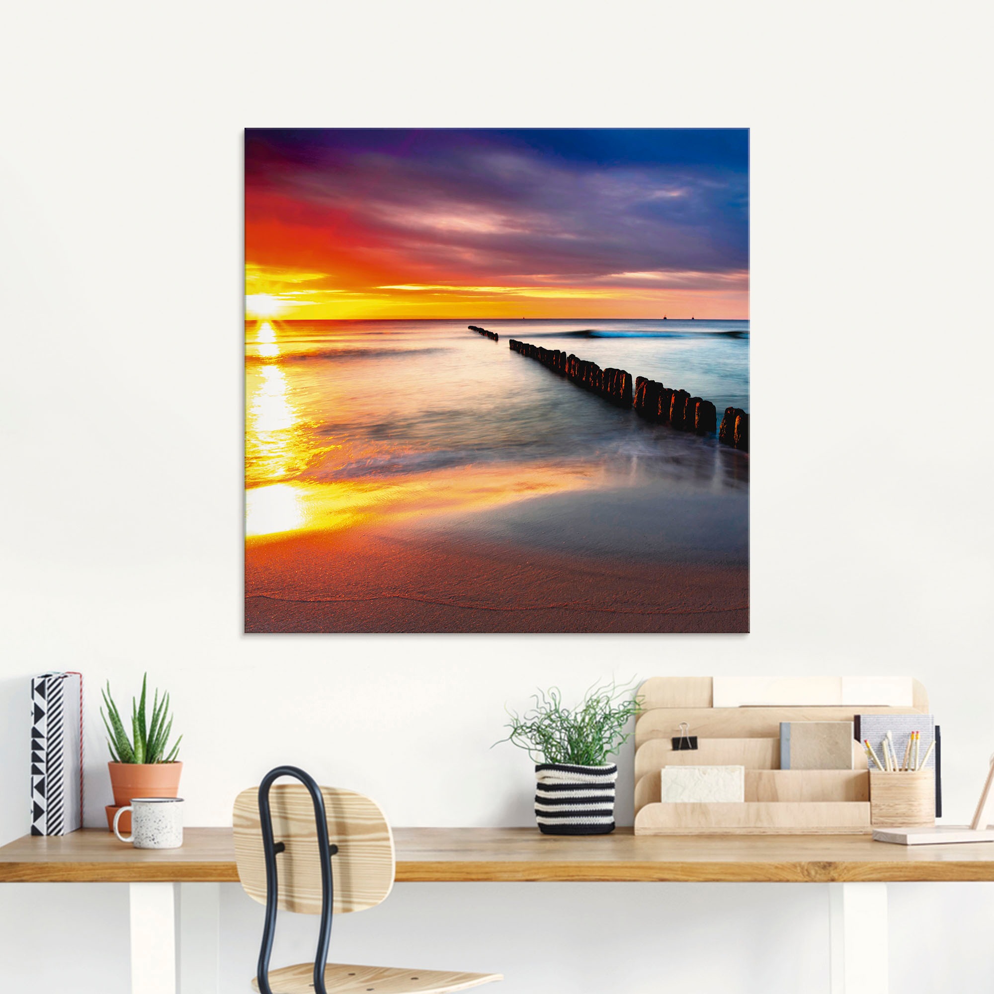 Artland Glasbild "Ostsee mit schönem Sonnenaufgang" Strand 1 Stk. tlg. in v günstig online kaufen