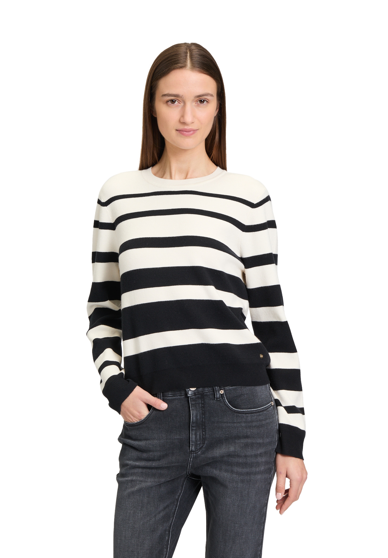Betty&Co Strickpullover "Damen Strickpullover mit Streifen" 1 Stk. tlg. günstig online kaufen
