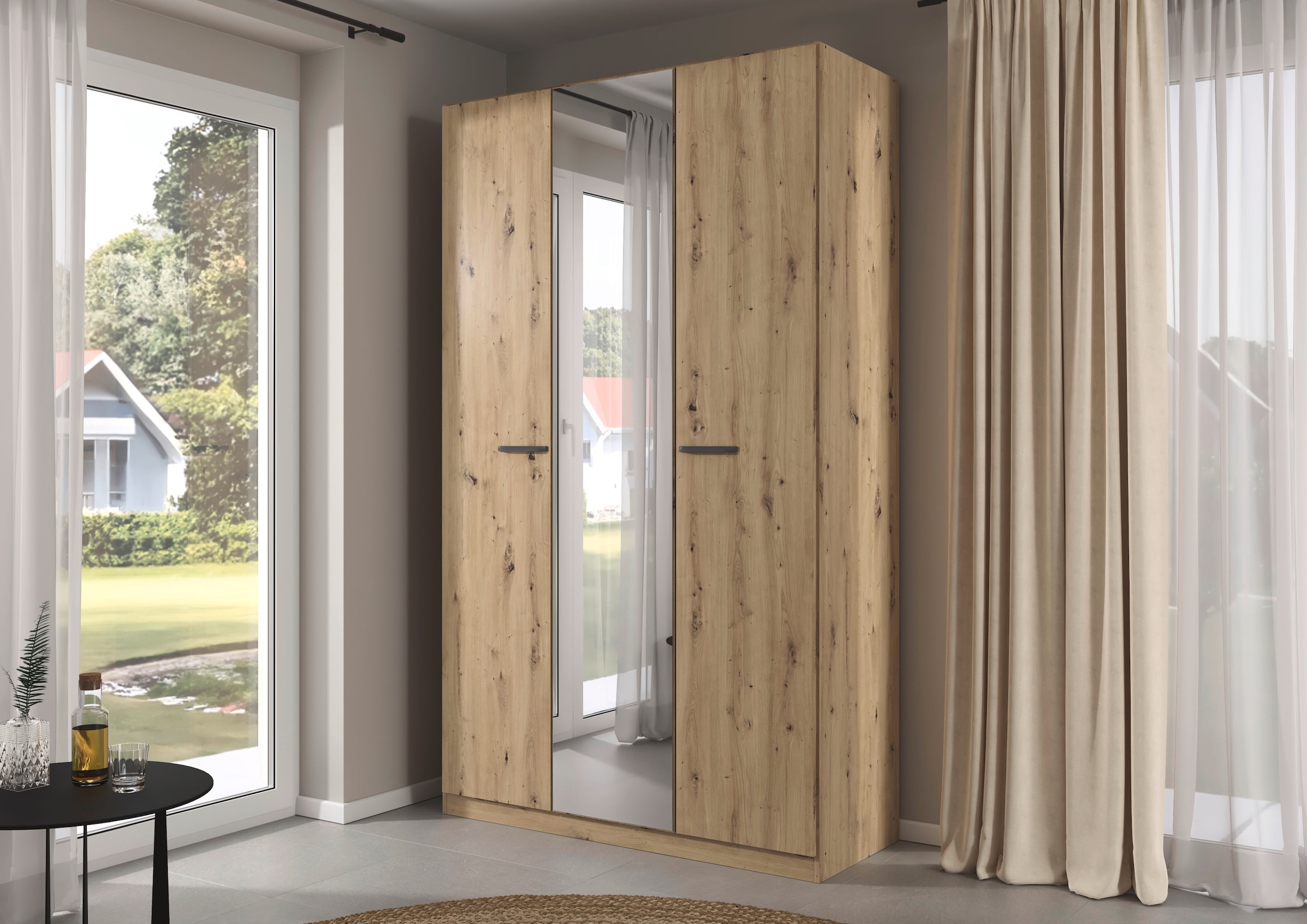 rauch Drehtürenschrank »Kleiderschrank Schrank Garderobe TOPSELLER OTELI inkl. Inneneinteilung«, (erhältlich in Breiten 91-360 cm, ab Breite 136cm inkl. Innenschubladen), mit zusätzlichen Einlegeböden, optional mit Spiegel MADE IN GERMANY