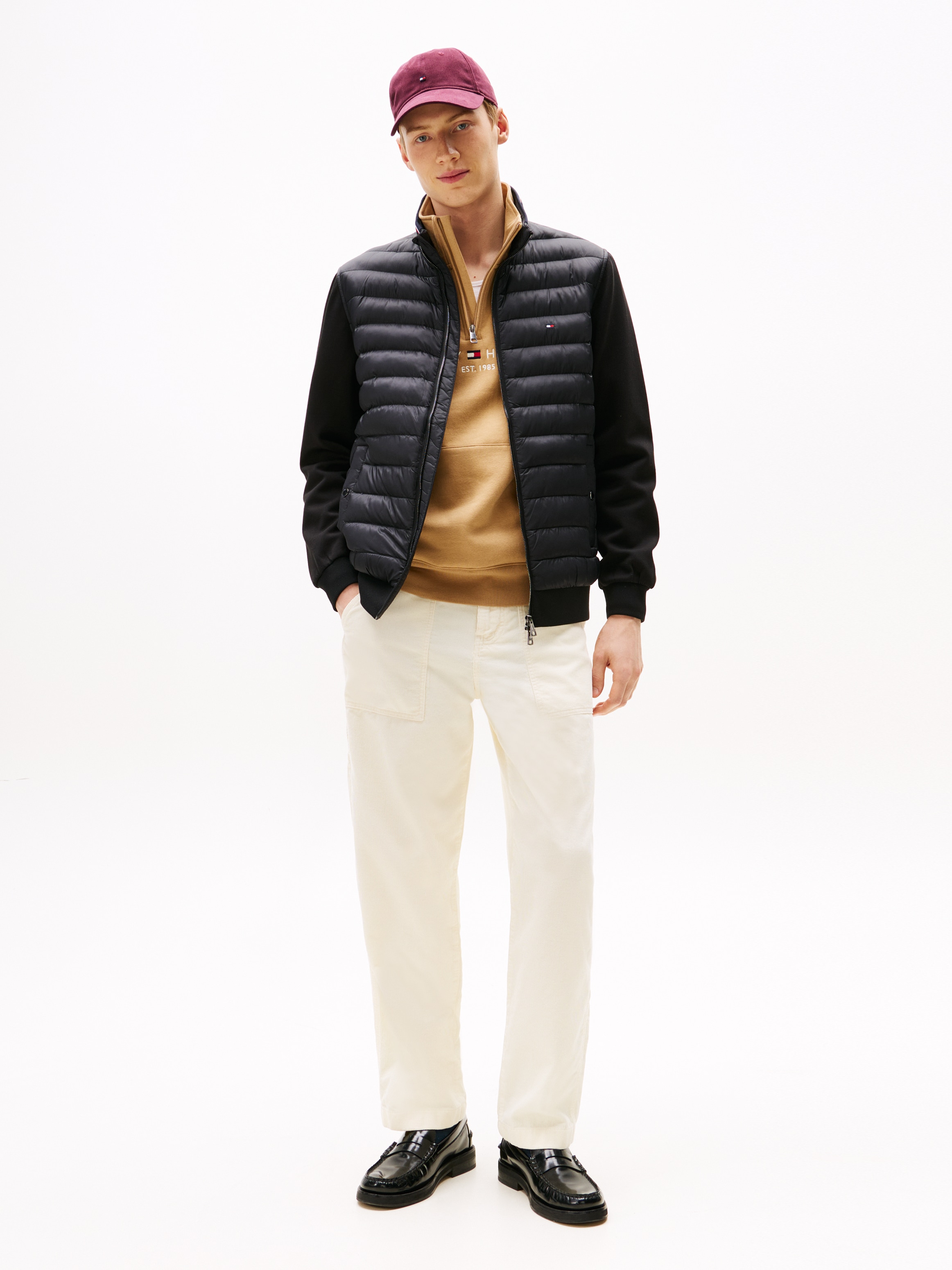 Tommy Hilfiger Sweatjacke »MIX MEDIA«, Stehkragen, Regular Fit, mit gesteppten Einsatz