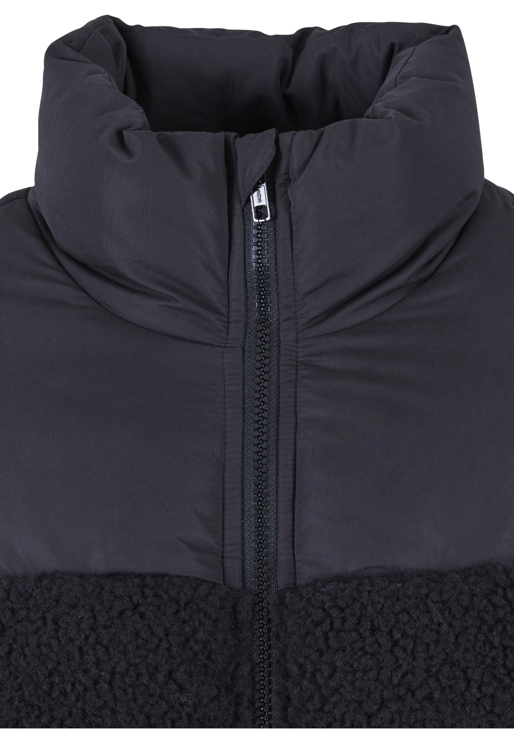 URBAN CLASSICS Winterjacke »Urban Classics Damen Ladies Short Sherpa Mix Puffer Jacket« 1 Stk. tlg. ohne Kapuze