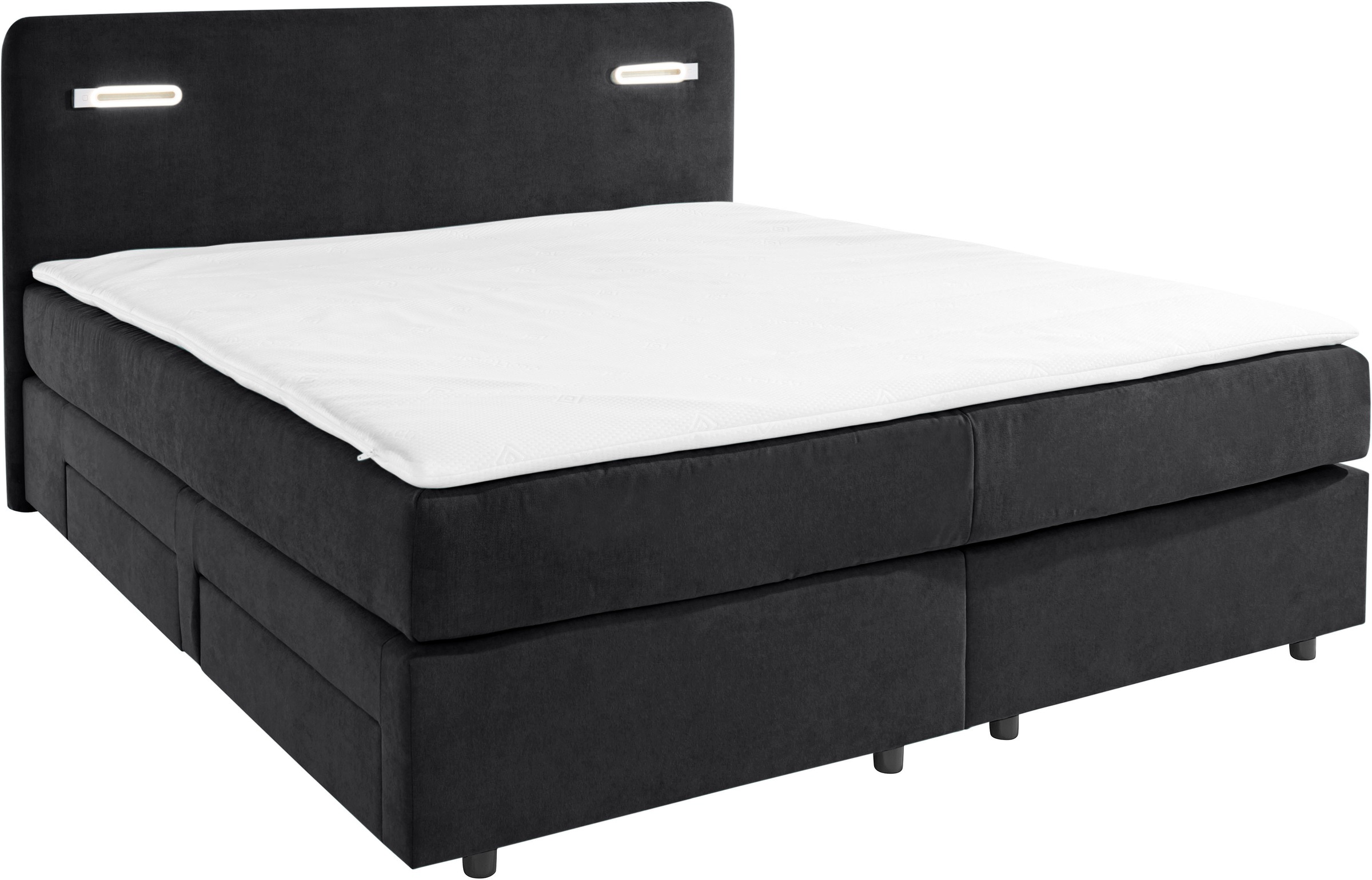 INOSIGN Boxbett »Luan«, Schubkästen, LED-Beleuchtung und Topper, in Breite 120 cm und 180 cm