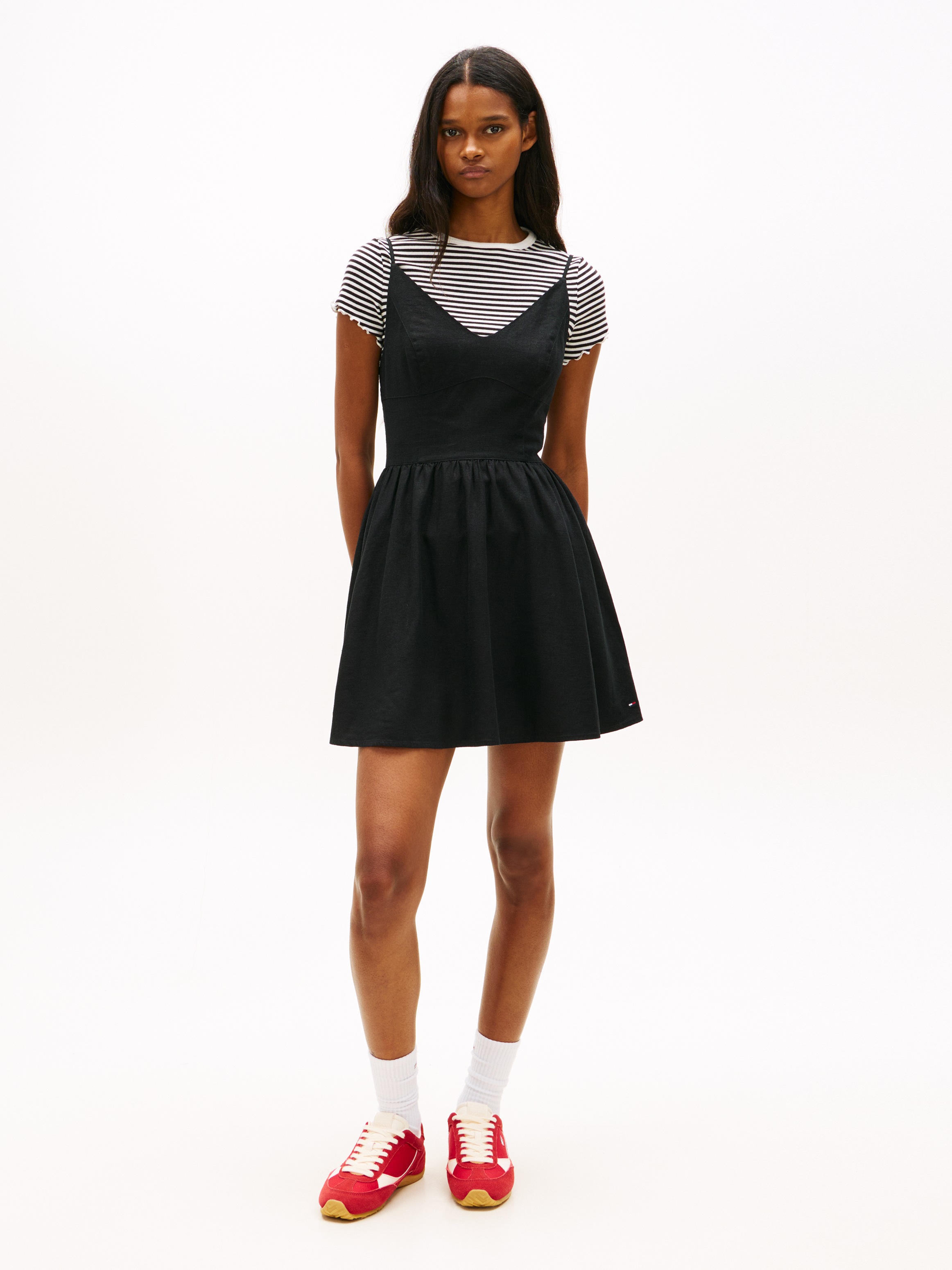 Tommy Jeans Minikleid "TJW LINEN SKATER DRESS" in Extra Slim Fit, Leinen-Mi günstig online kaufen