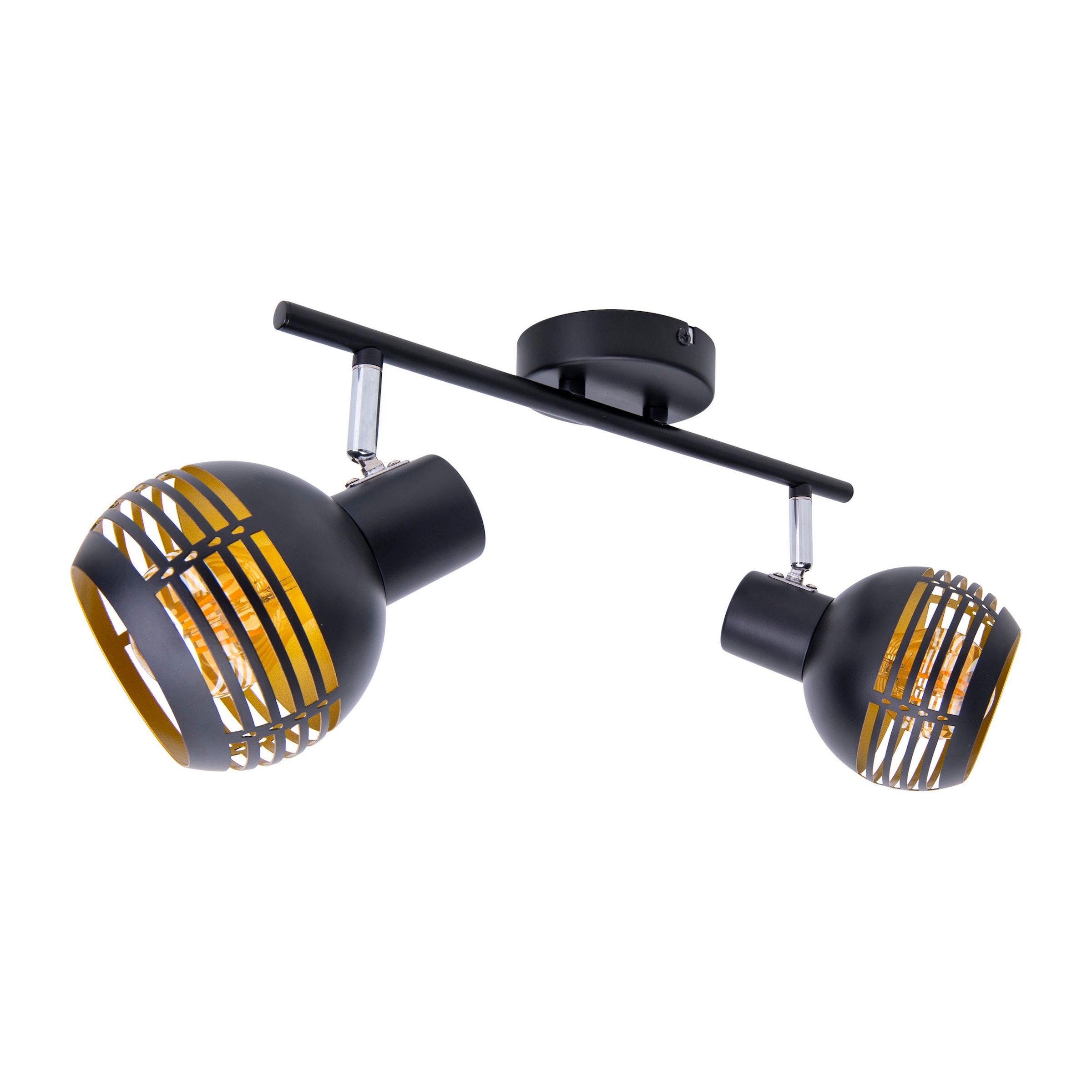 näve Deckenspots »Casco« E27 1 Stk. 2er Wand-/Deckenleuchte, schwarz, innen golden, exkl. 2x E27, L: 36cm