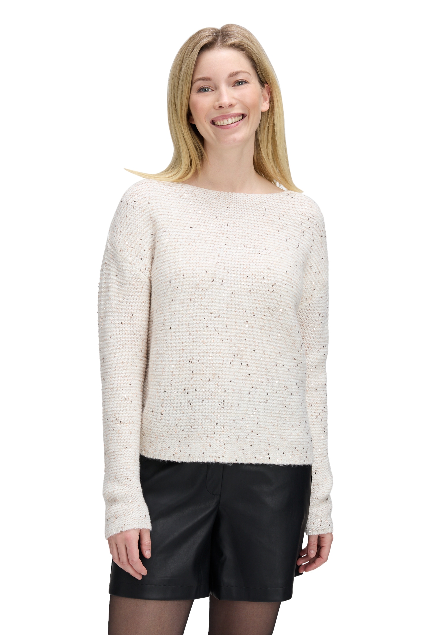 Betty&Co Strickpullover "Damen Strickpullover mit Pailletten" 1 Stk. tlg. P günstig online kaufen