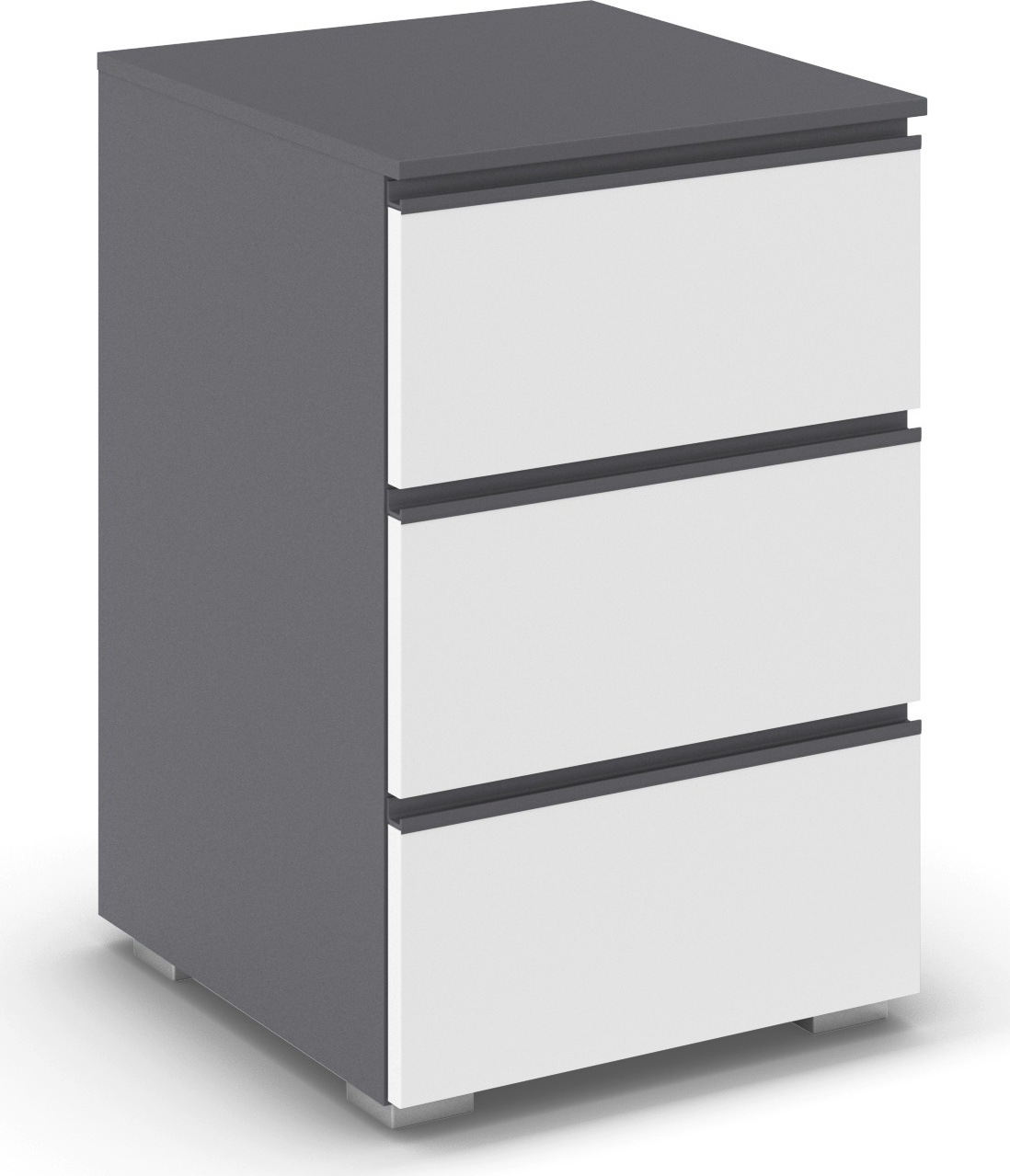 Nachtkommode RAUCH, B:40cm H:61cm T:42cmgraumetallic, alpinweiß, Holzwerkstoff, Sideboards, "Nachttisch Nachtkonsole Nachtschrank MAINZ", drei