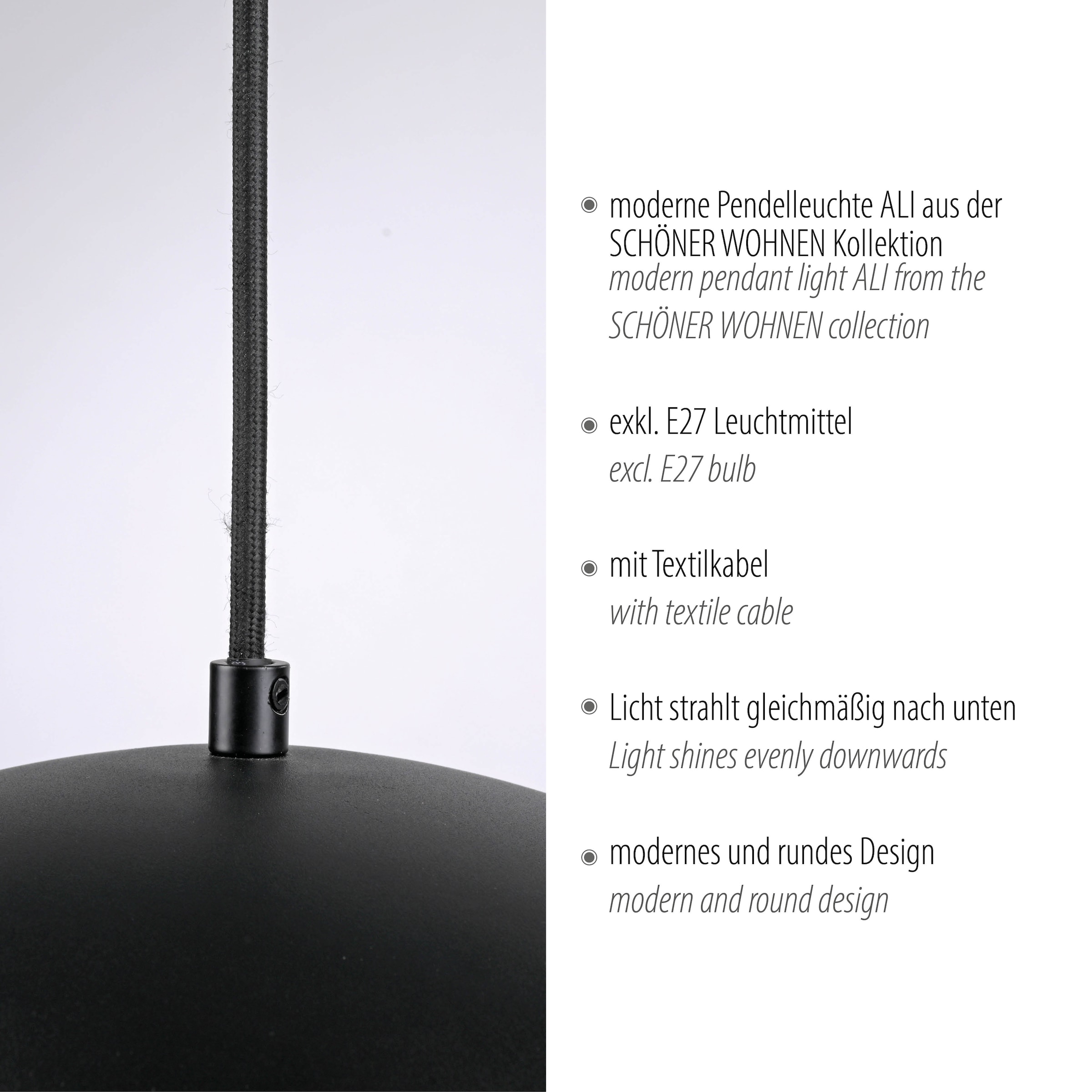 SCHÖNER WOHNEN-Kollektion LED Pendelleuchte »ALI« E27 1 Stk. SCHÖNER WOHNEN Kollektion, Downlight