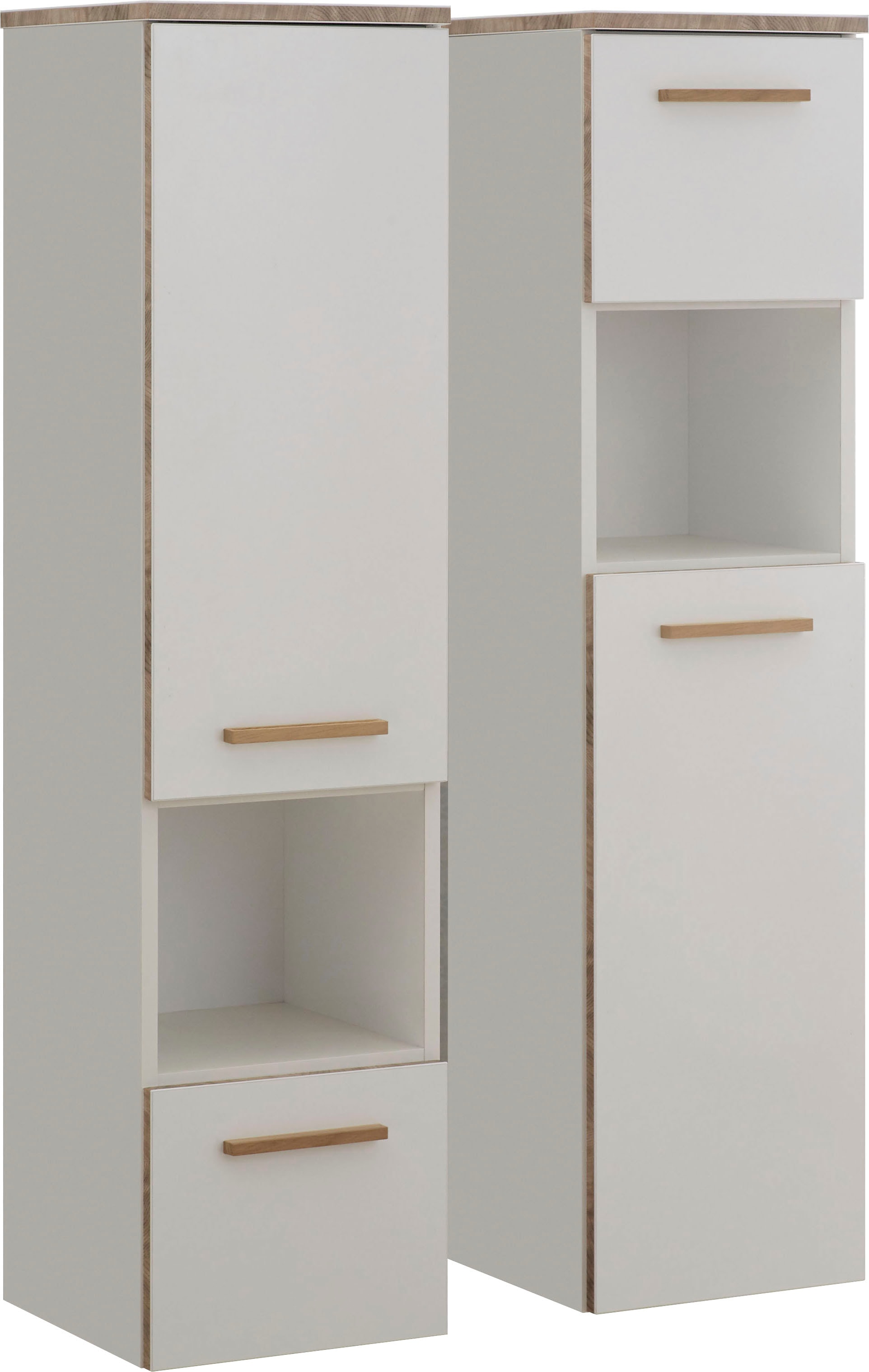 Saphir Midischrank »Quickset 931 Badschrank in Weiß Glanz, 1 Tür, 1 Nische, 1 Schublade«, 2 Glas-Einlegeböden, inkl. Türdämpfer, 30 cm breit, 123,2 cm hoch