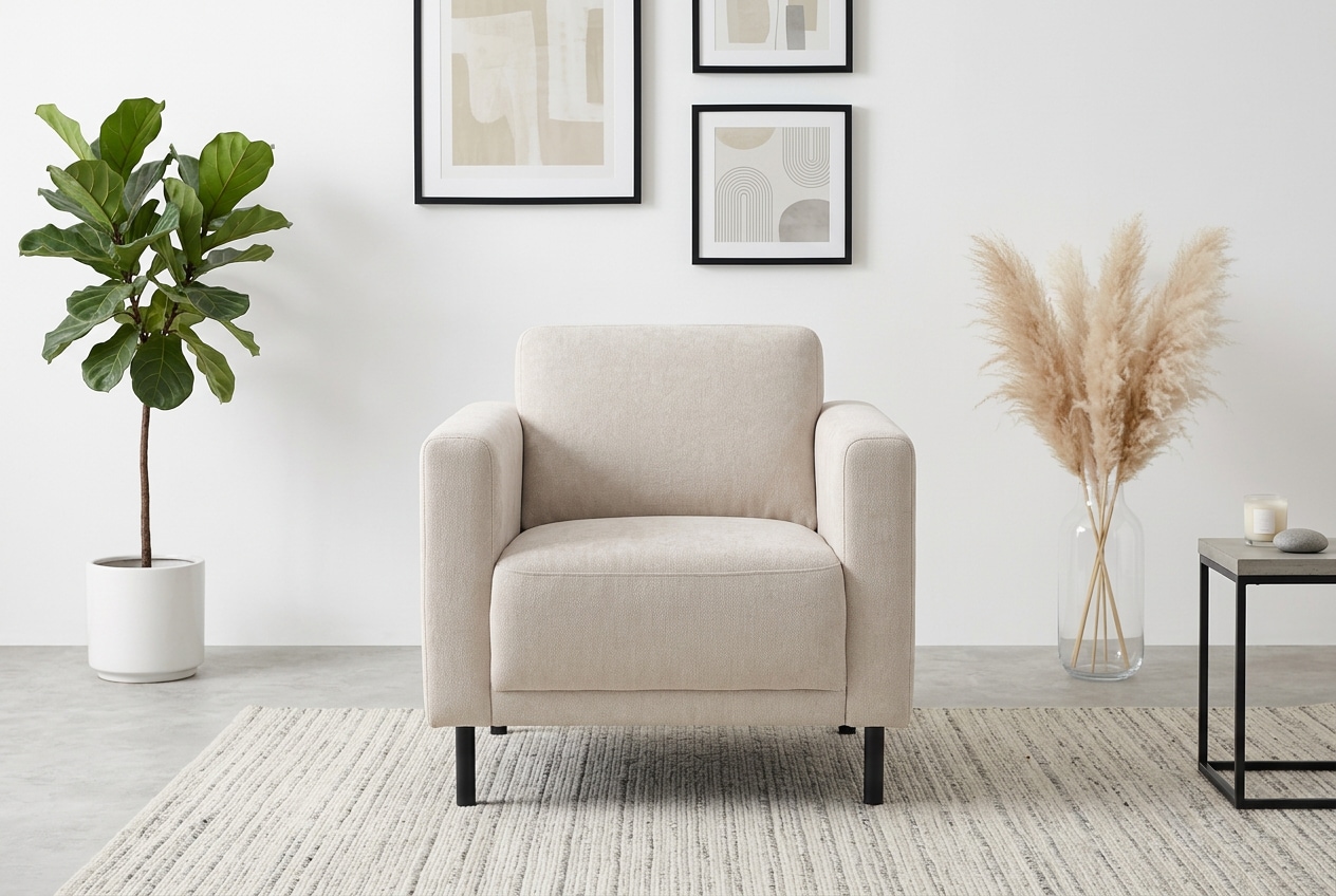 OTTO home Sessel »Sveeva, Breite 78 cm, schwarze Metallfüße« langlebiger Strukturstoff, viele Farben zur Auswahl