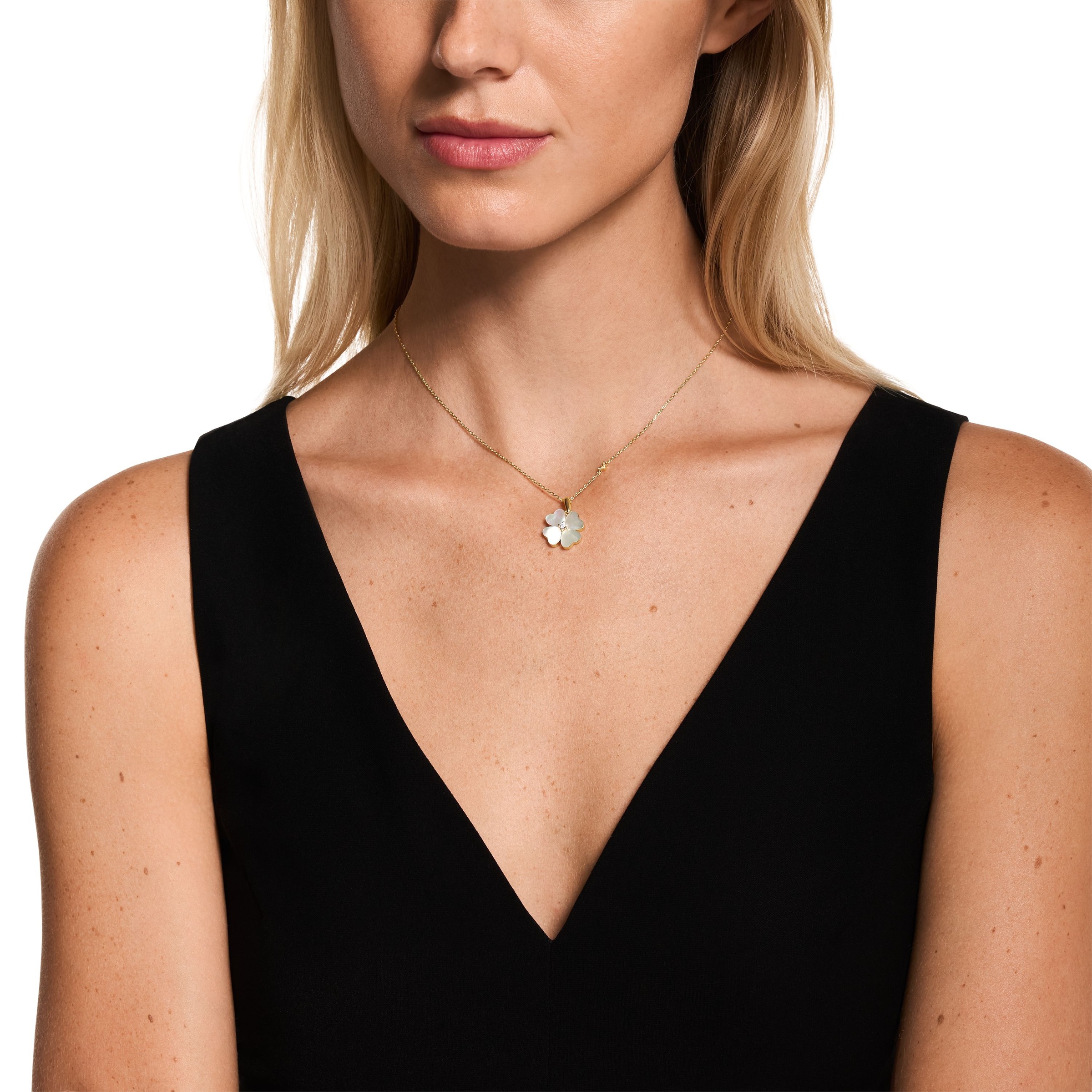 Emporio Armani Kette mit Anhänger »Schmuck Geschenk Metall Kleeblatt« mit Zirkonia (synth.) - mit Perlmutt