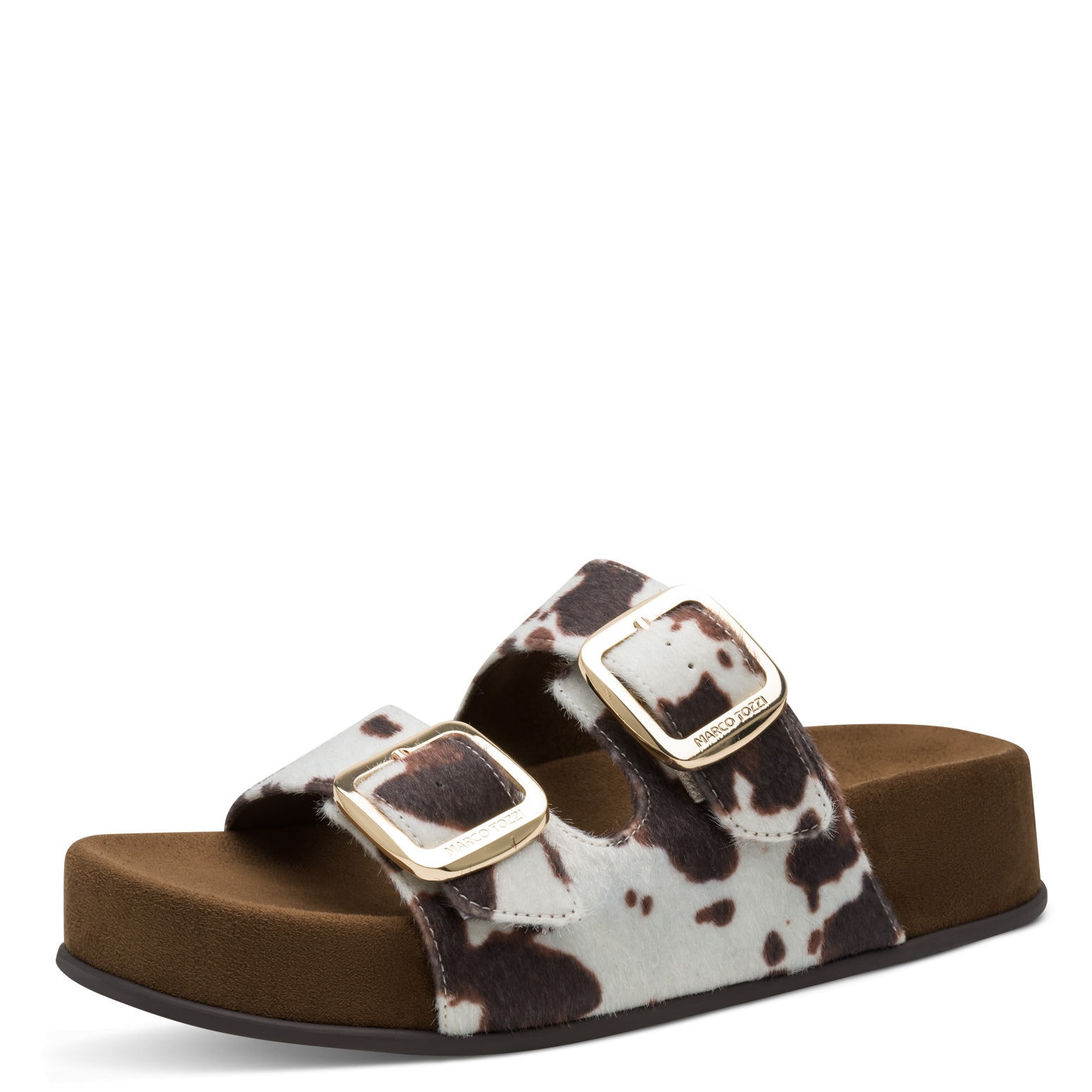 MARCO TOZZI Pantolette Sommerschuh, Trendschuh, Schlüpfschuh in angesagter Cow-Felloptik