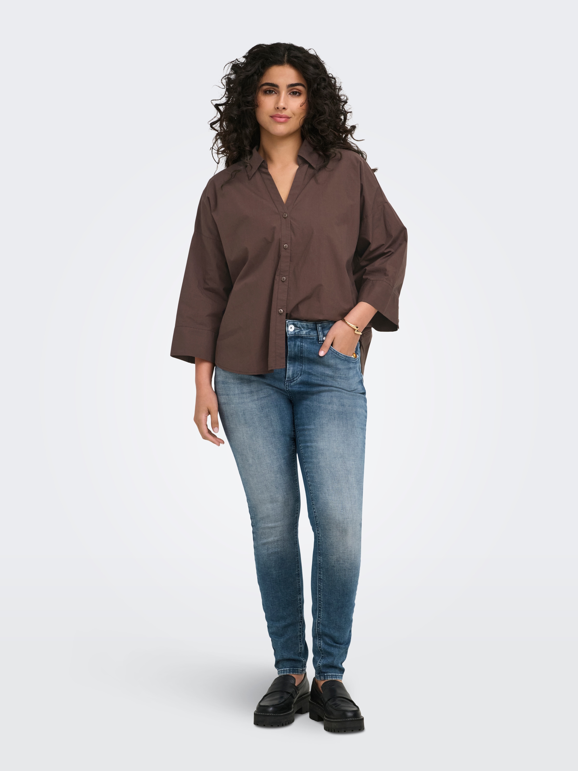 ONLY CARMAKOMA Hemdbluse »CARSAJA KERI 3/4 SHIRT WVN NOOS« Baumwolle, regular fit