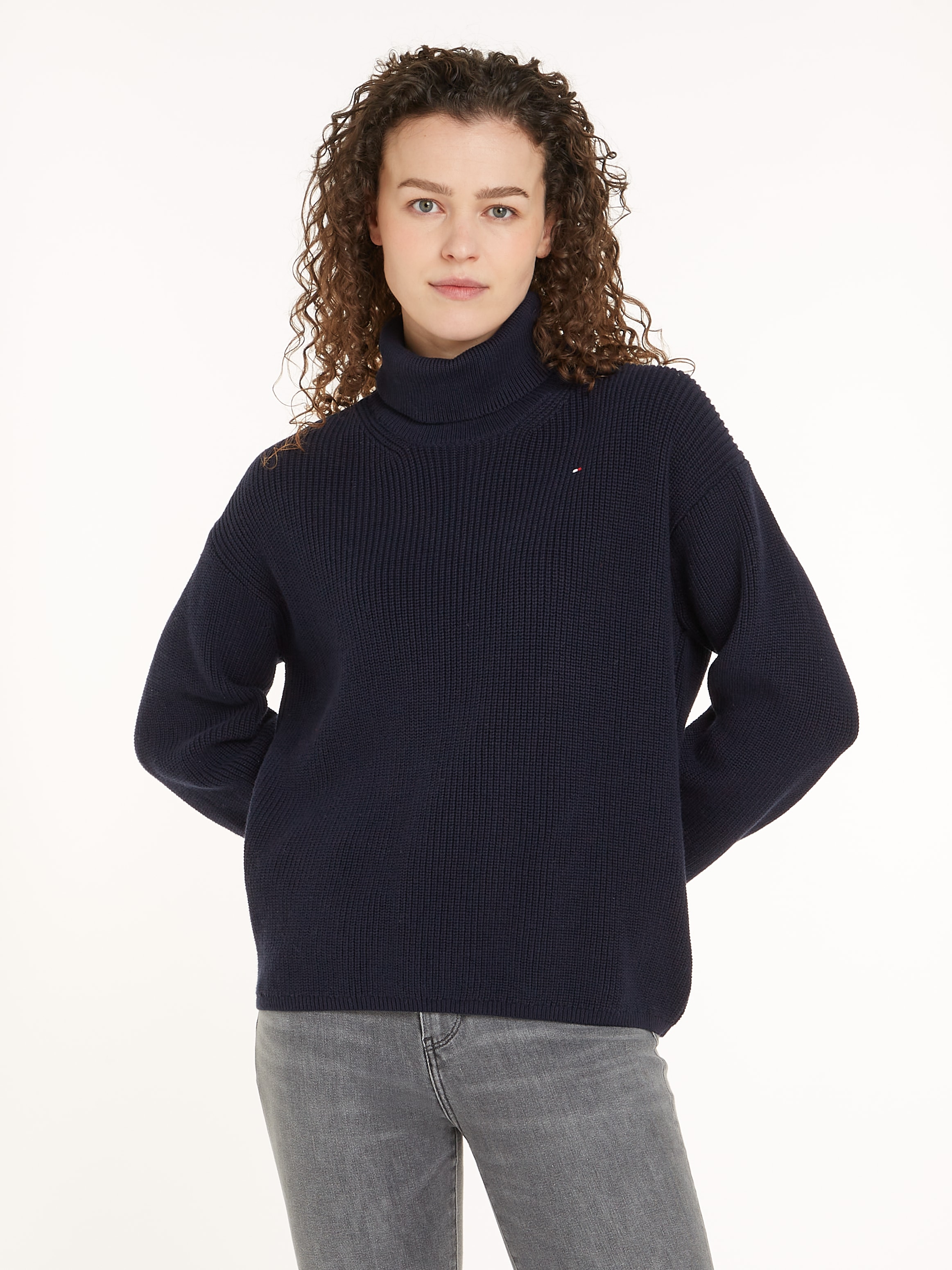 TOMMY HILFIGER Megztinis »CO CARDI STITCH ROLL-NK SWE...