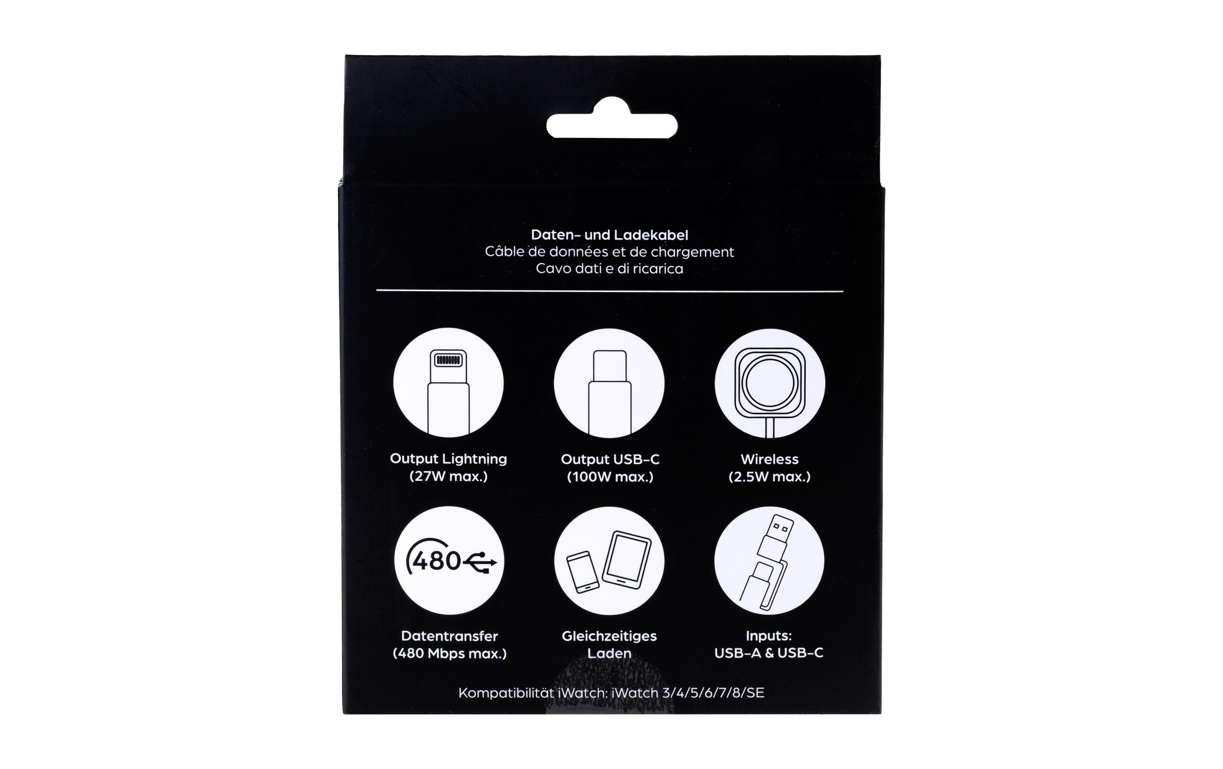 onit USB-Kabel »2.0-Kabel USB A/USB C - Lightning/USB-C/Ladepad« 120 cm