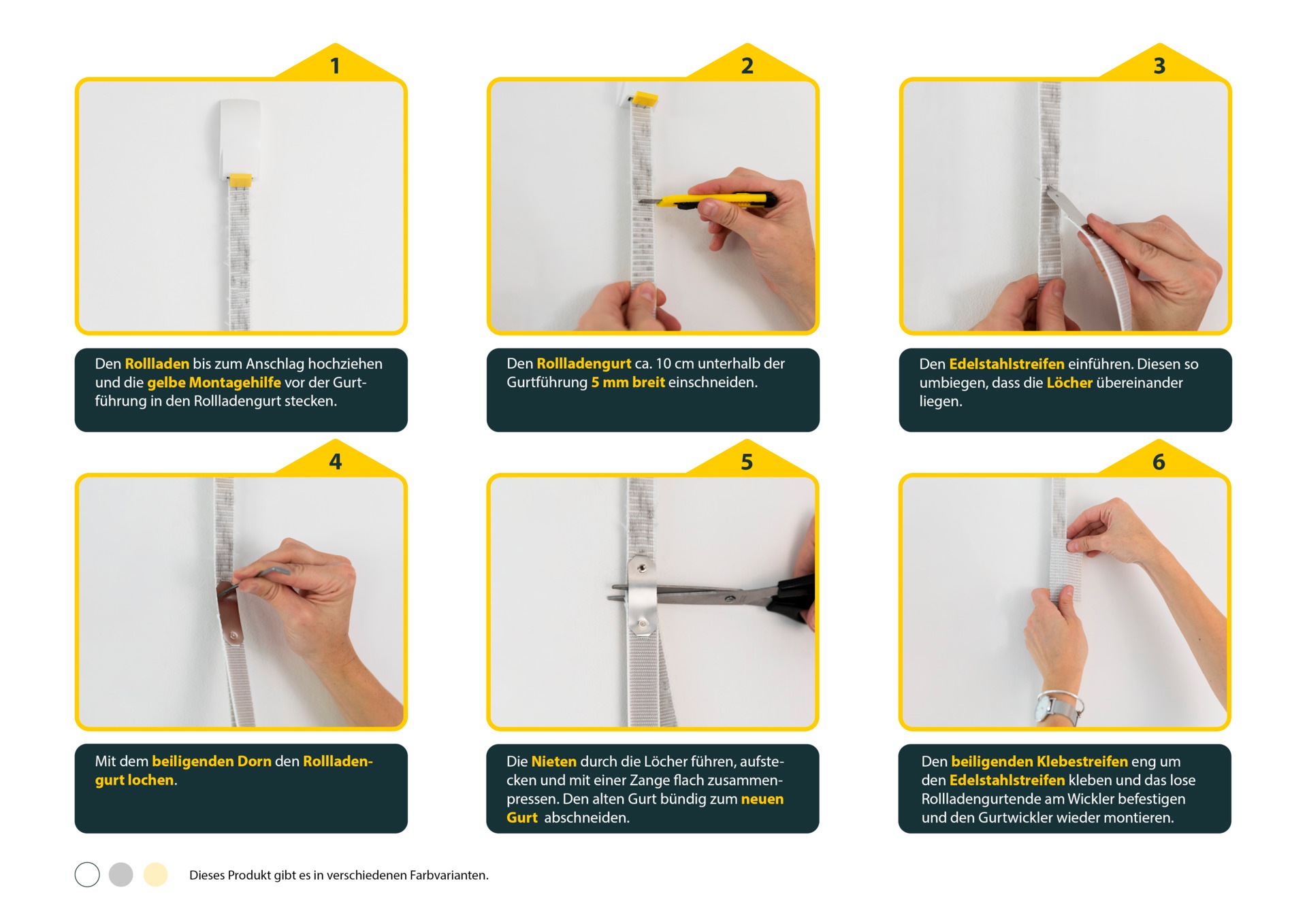 SCHELLENBERG Reparatur-Set »Rollladen Gurtfix für das Rollladensystem Maxi« Set, 1 Stk. tlg. für alte Gurtbänder in unterschiedlichen Farben, 23 mm x 4,3 m
