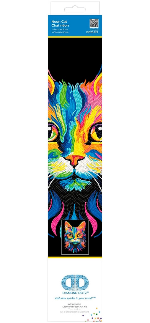 DIAMOND DOTZ Kinder Kreativset "Diamond Painting Neon Katze", bunt, Kreativsets