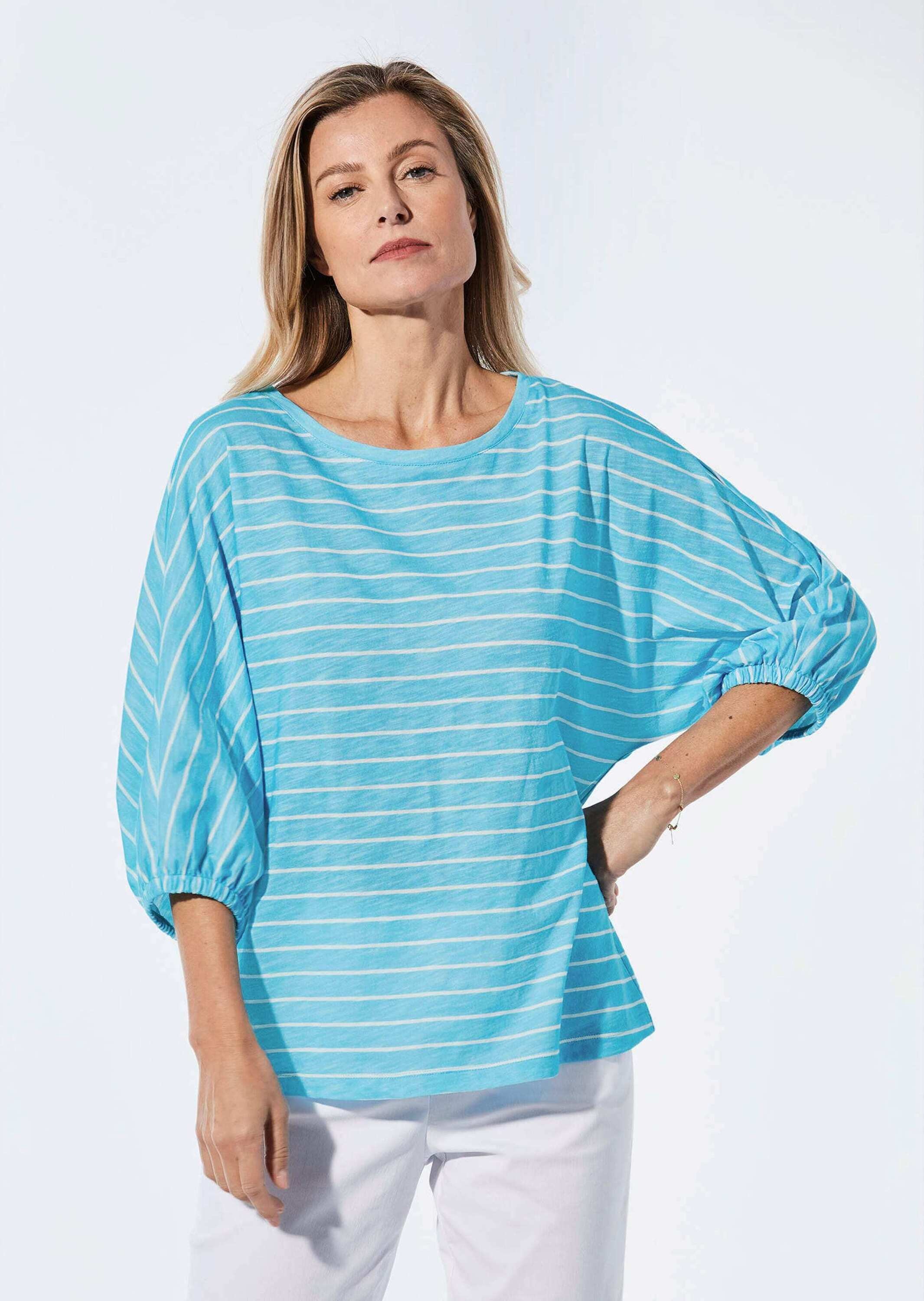 GOLDNER Kurzarmshirt "Kurzgröße Shirt aus Effektgarn" Fledermausärmel günstig online kaufen