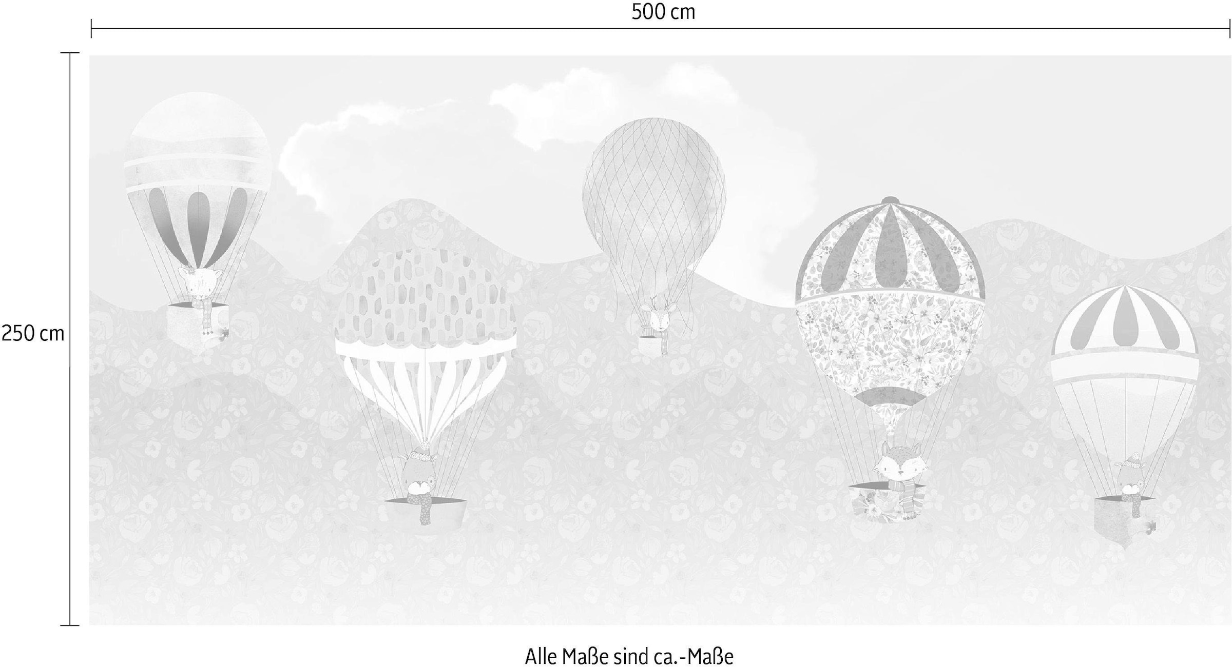 Komar Vliestapete »Happy Balloon«, 500x250 cm (Breite x Höhe), Vliestapete, 100 cm Bahnbreite