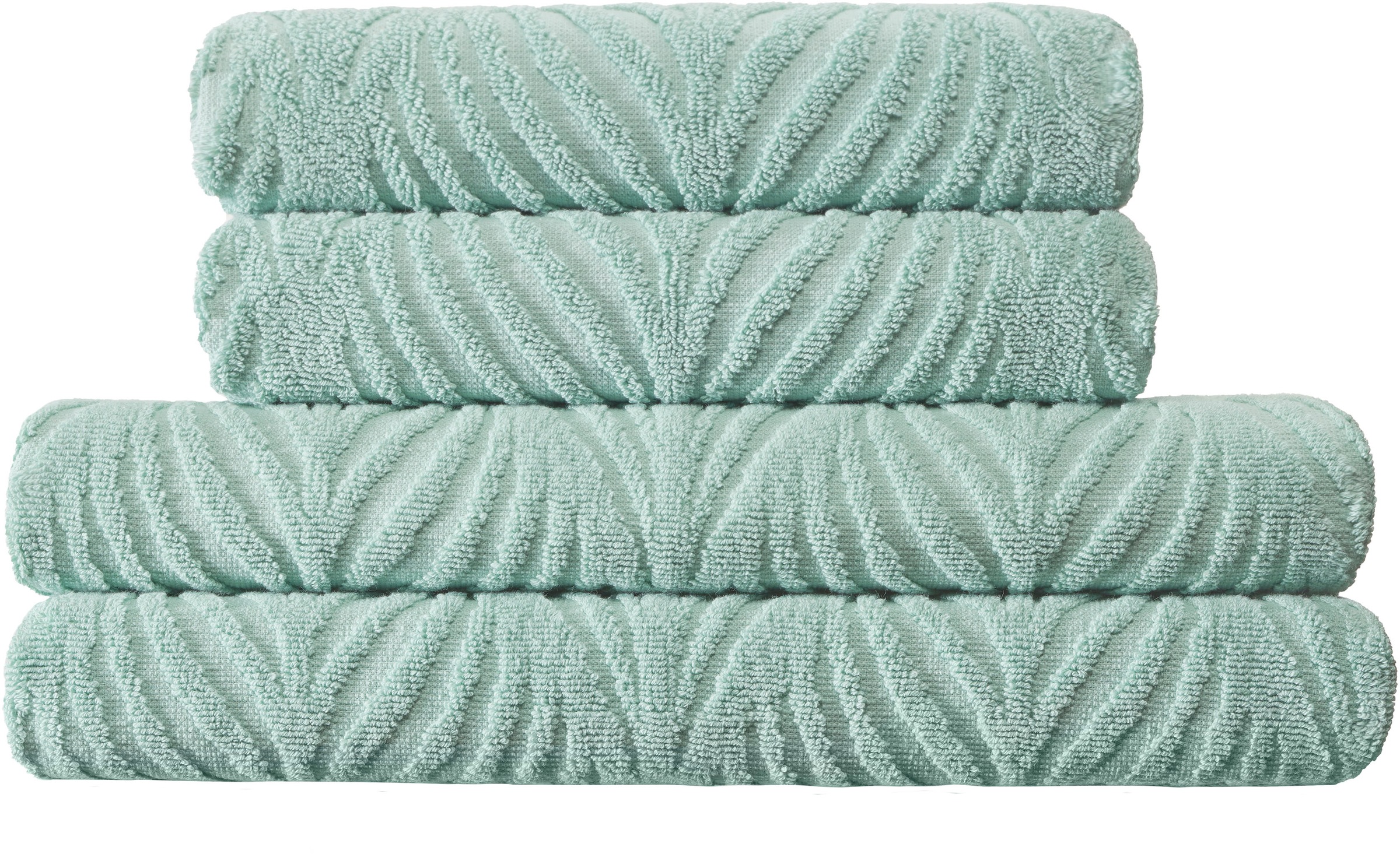 Thumbnail - Kleine Wolke Duschtuch "Leaf, Größe 70/140 cm" Blatt Motiv, Hoch-Tief Effekt, Bordüre, weich