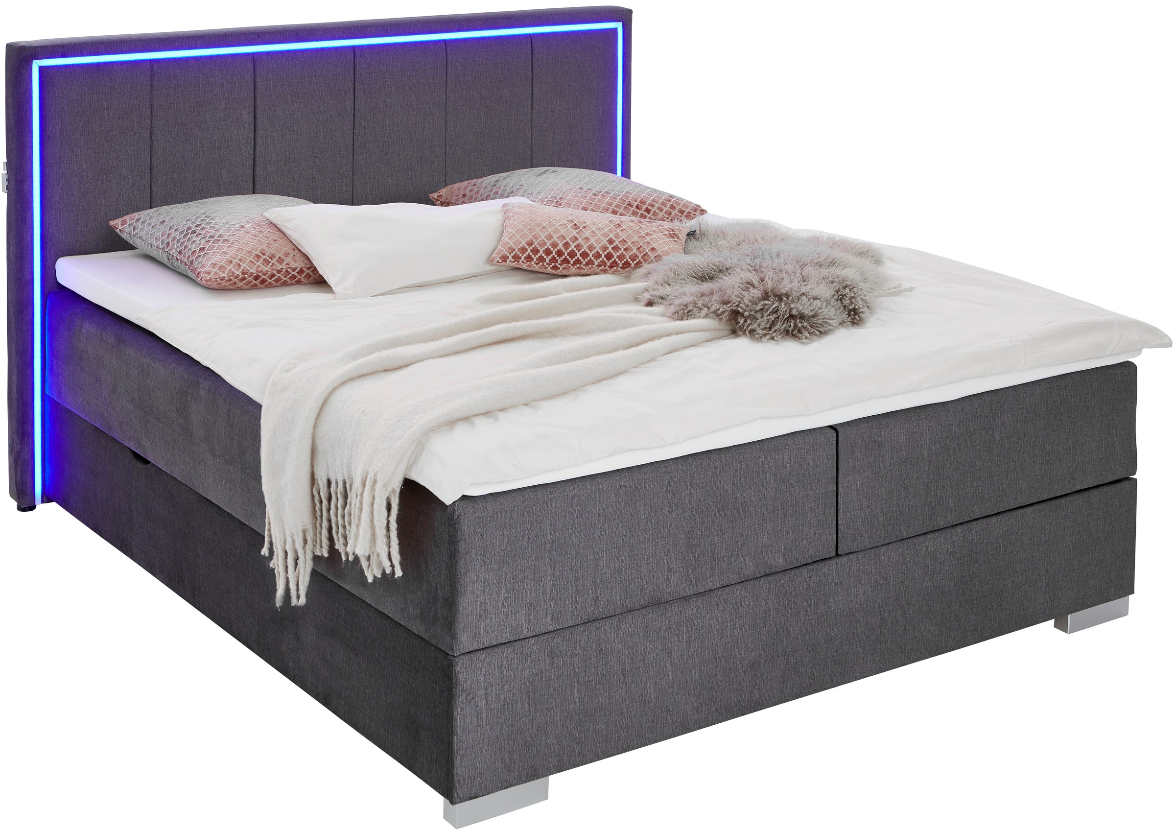 meise.möbel Boxbett »Colorado«, inkl. LED-Beleuchtung im Kopfteil, Bettkasten und Topper