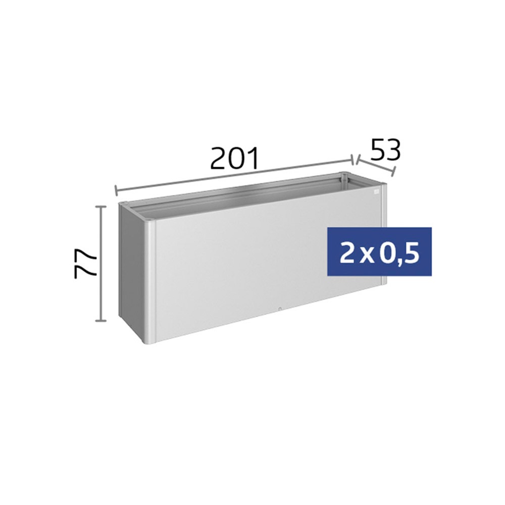 Biohort Hochbeet »2x0,5 silber-metallic« 201x53x77 cm, extrem langlebig, aus Metall