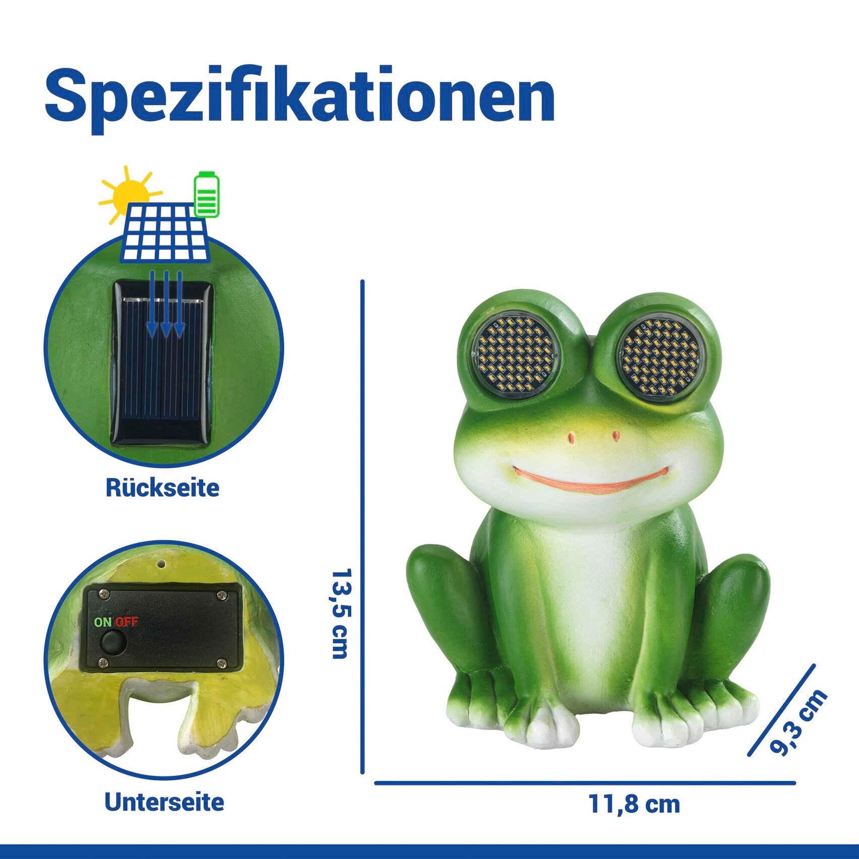Maximex LED Dekofigur »Modell Blinky Eyes Frosch« Warmweiß solarbetriebene Gartenfigur mit leuchtenden Augen, für Garten & Balkon