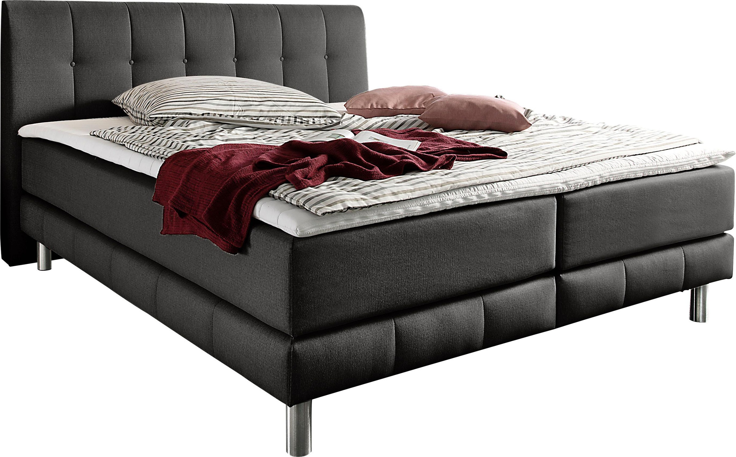 Home affaire Boxspringbett "Cafone" inkl. Topper, 5 Breiten, 3 Matratzenarten und 3 Härtegraden wählbar