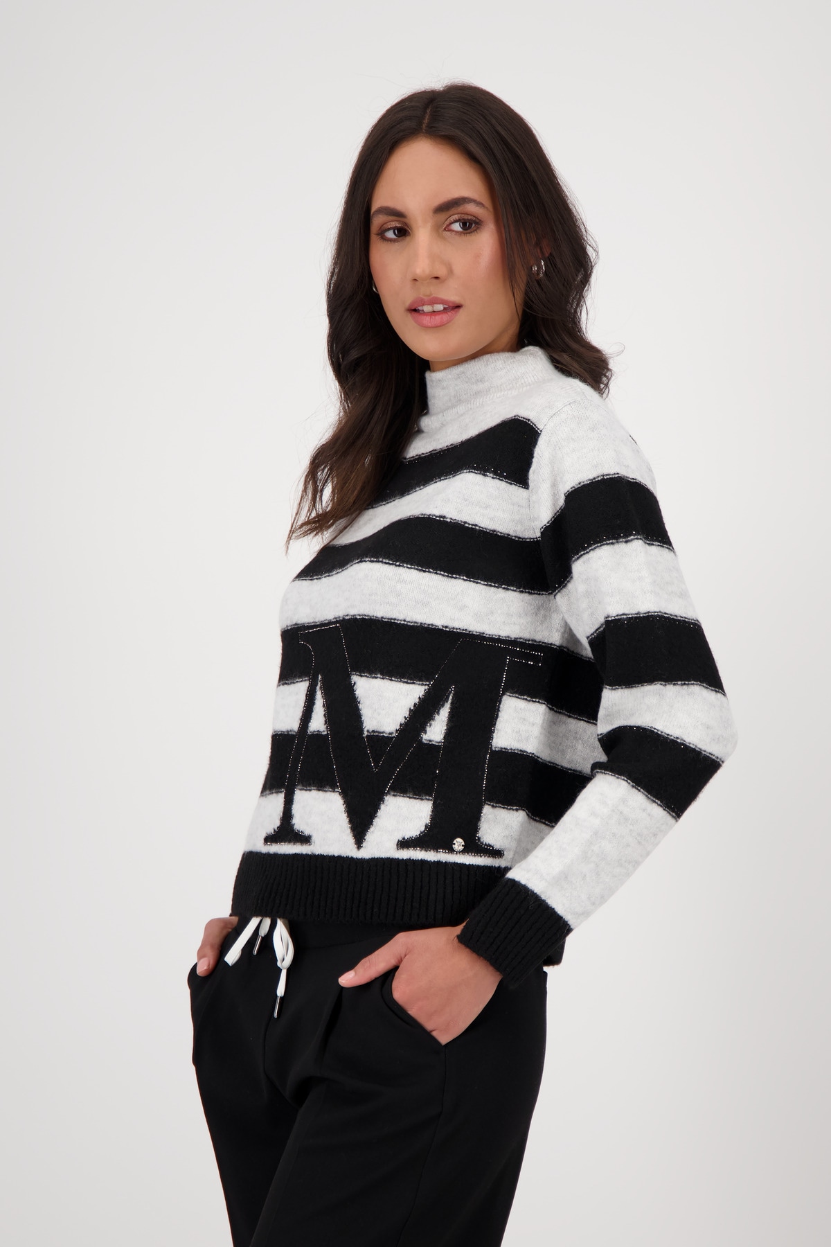 Monari Strickpullover »Pullover Ringel«, Regular fit mit Rundhalsausschnitt