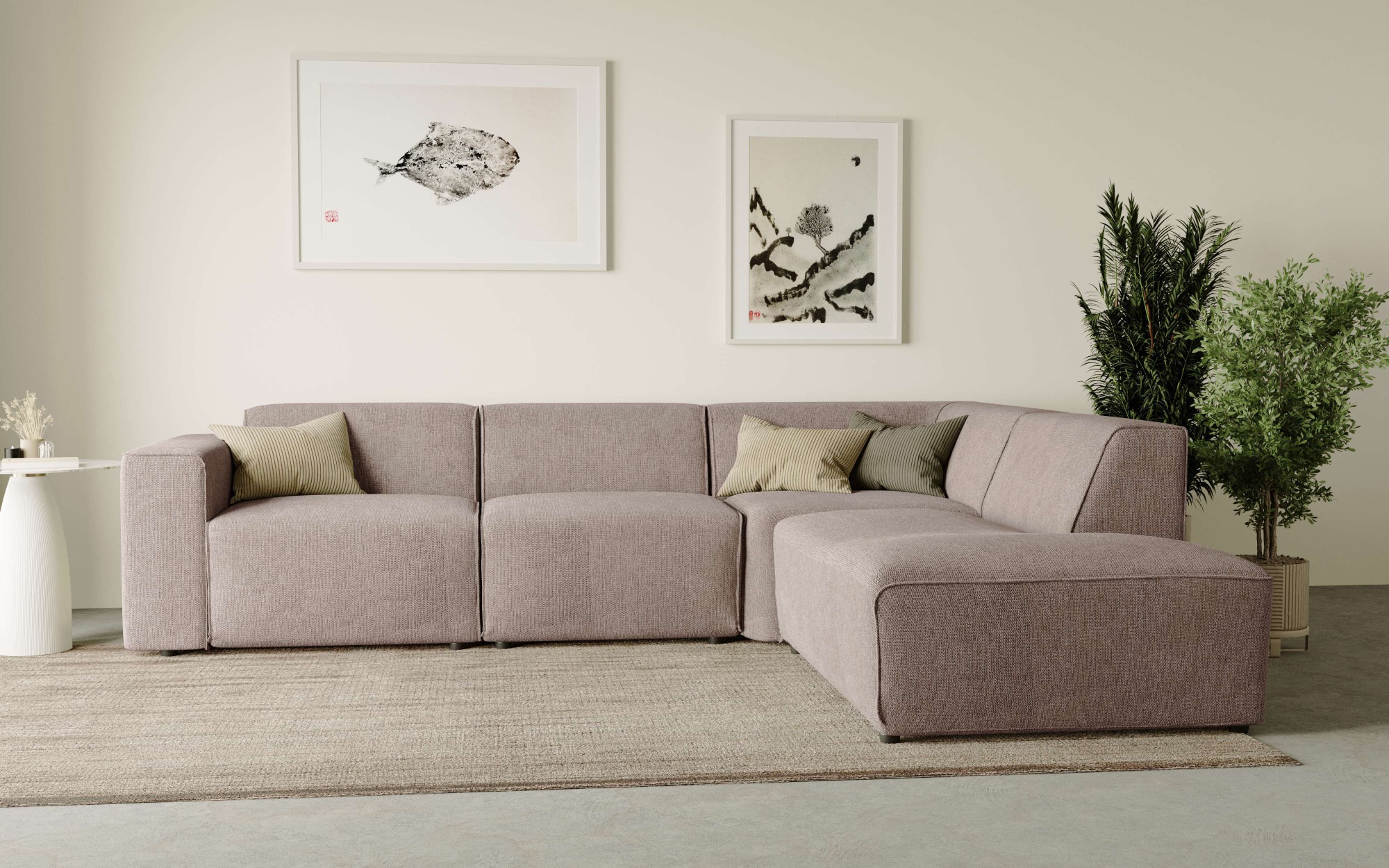 Home affaire Ecksofa "Noord mit Kedernaht, Breite 282 cm, L-Form" Webstoff, günstig online kaufen