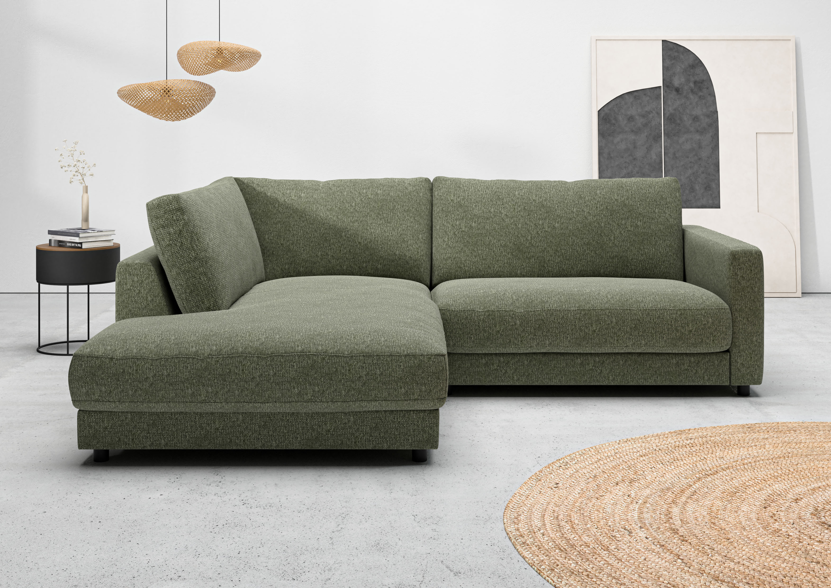 Home affaire Ecksofa "Ecksofa Jiro, L-Form, große Sitztiefe, Breite 252 cm" lose Sitz- & Rückenkissen, weicher Polsteraufbau, komfortabel & modern