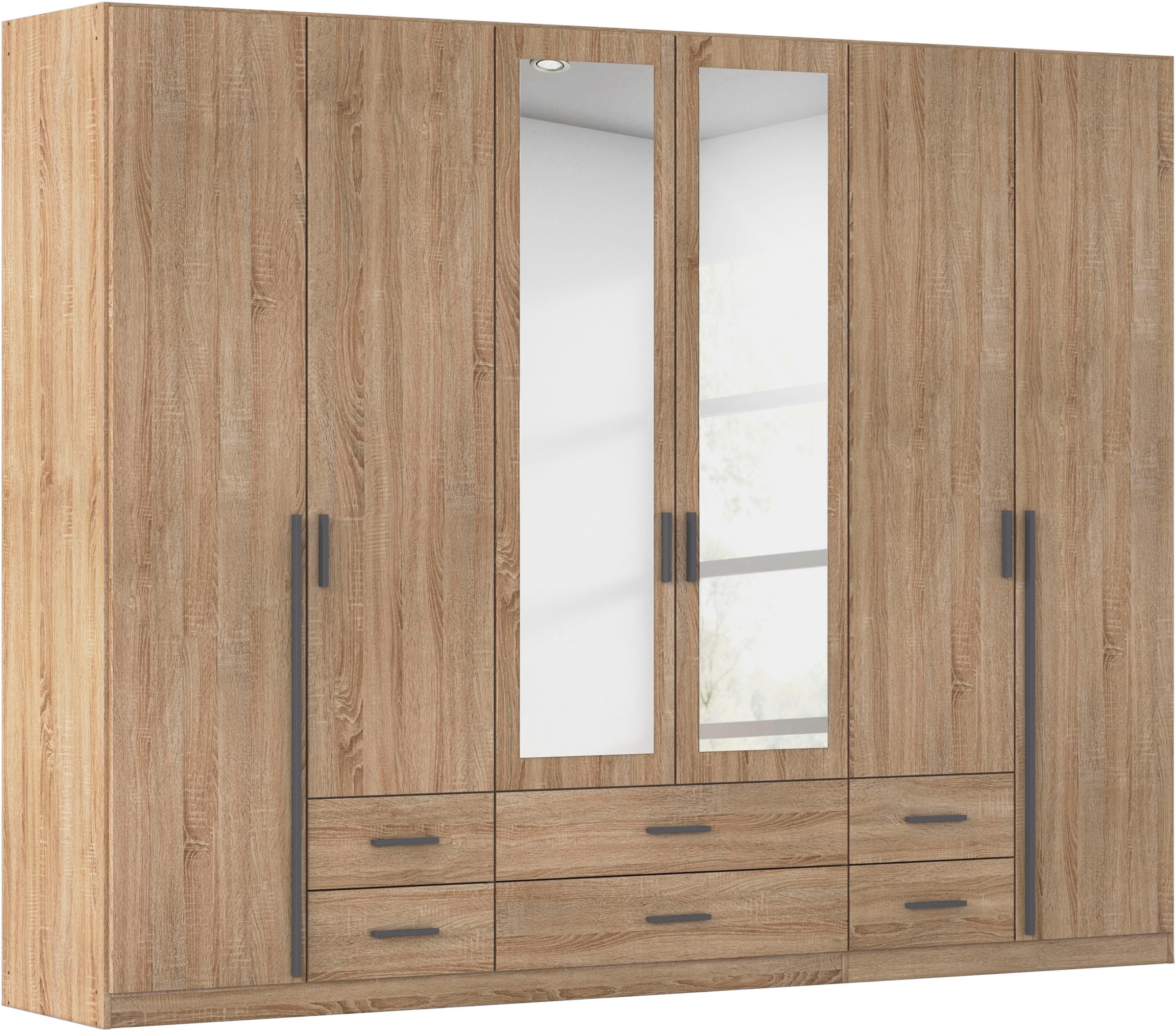 rauch Kleiderschrank "Schrank Garderobe Ankleide GAMMA Breiten 91/136/181/226/271/315/360 cm" in 3 Ausstattungen BASIC/CLASSIC/PREMIUM (inkl. SOFT-CLOSE-Funktion), verschiedene Griff-Varianten, mit Spiegel TOPSELLER MADE IN GERMANY