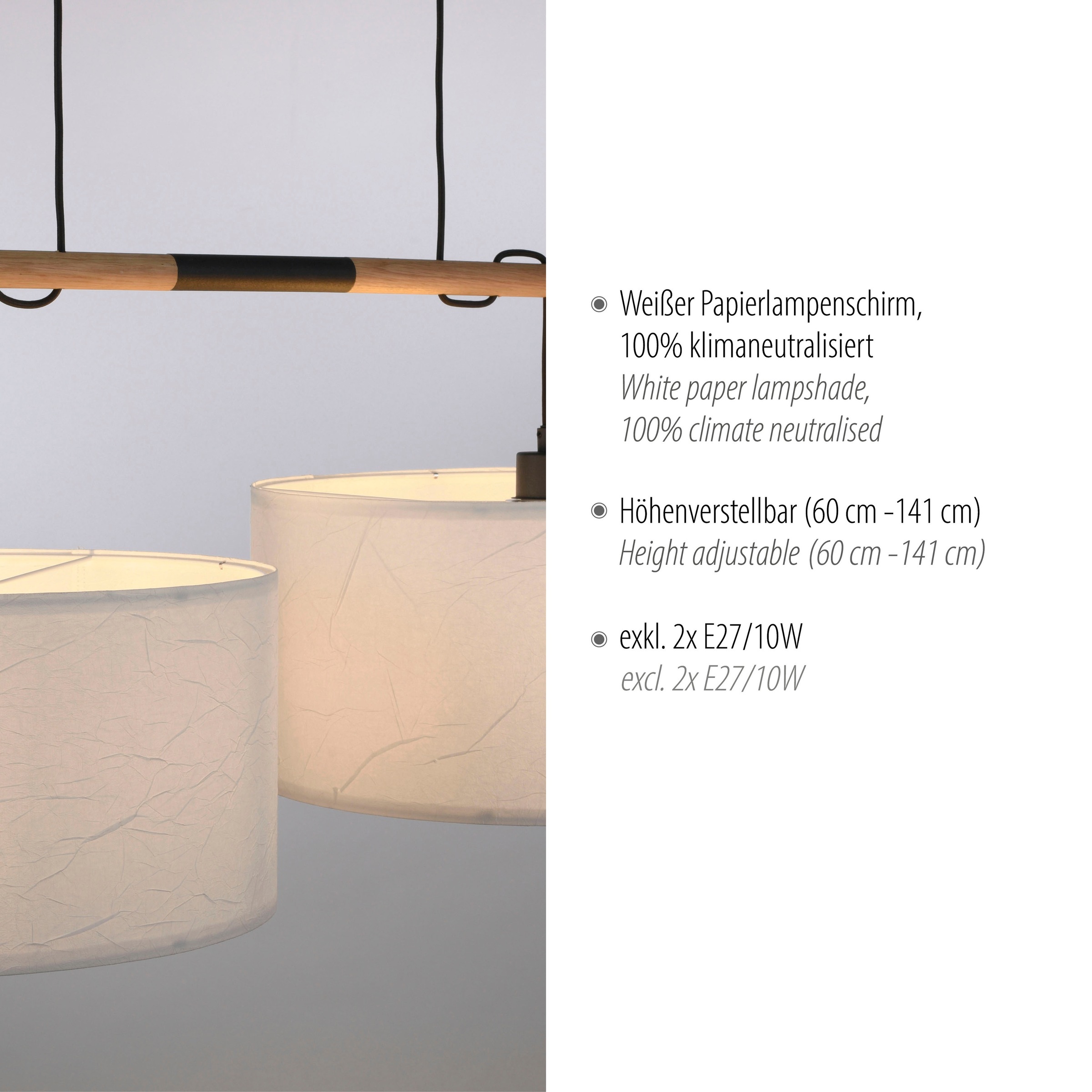 JUST LIGHT Pendelleuchte »GREEN SOFI«, 2 flammig, Leuchtmittel E27 | ohne Leuchtmittel