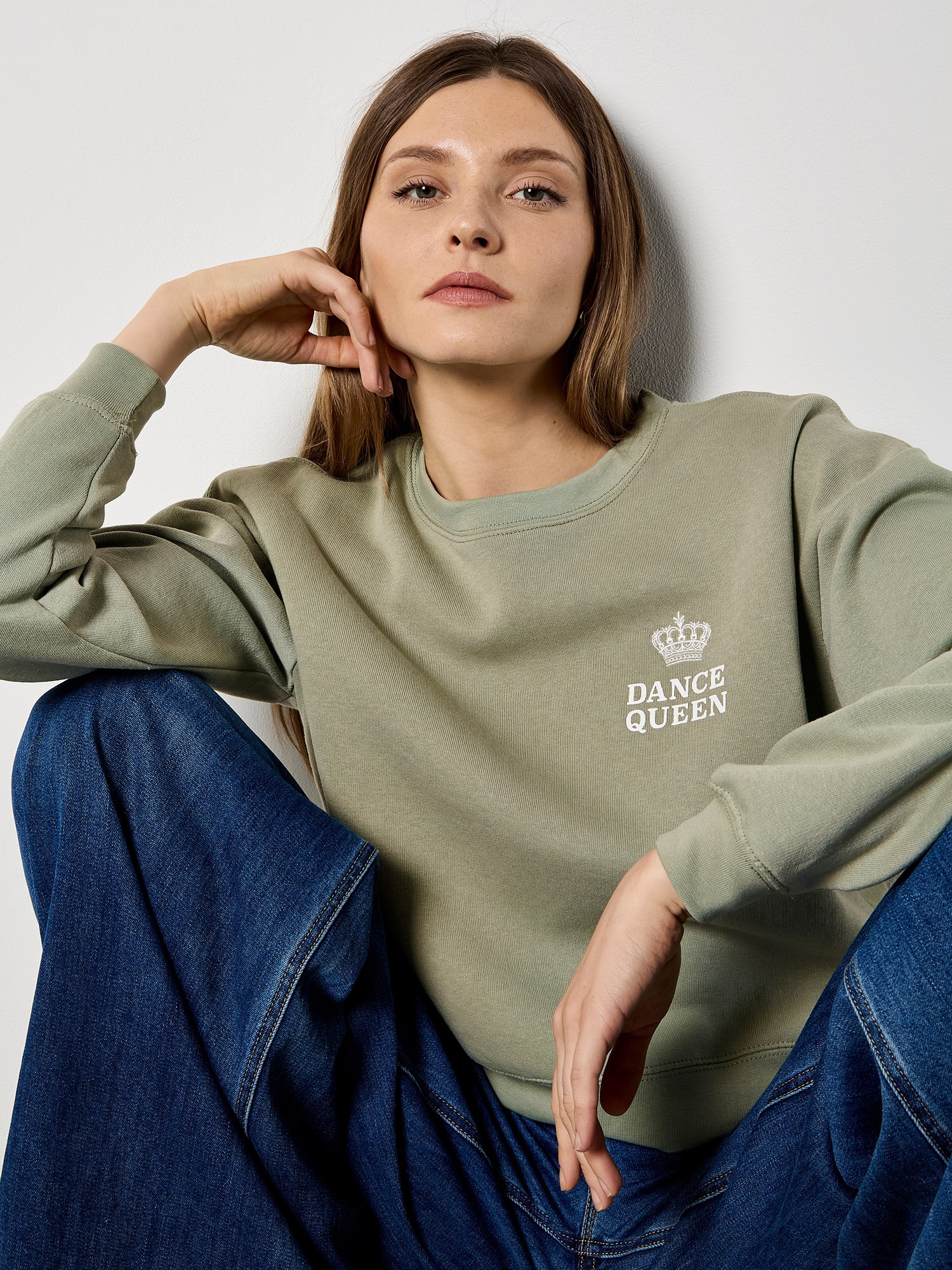 Apricot Rundhalspullover "Sweatshirt "Dancing Queen"" Druck