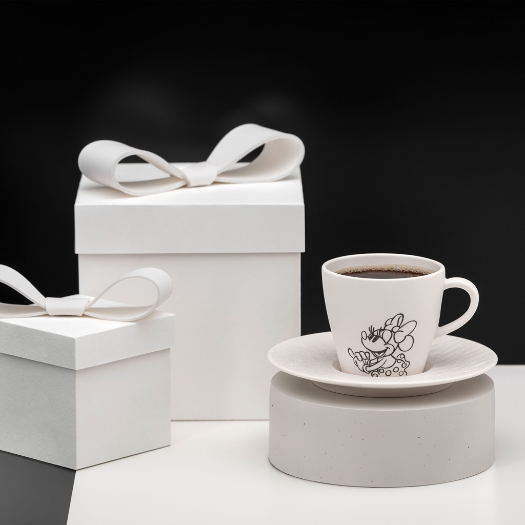 Villeroy & Boch Untertasse »Espresso-Untertassen Manufacture-Rock blanc Mickey Mouse ø 12,1 cm 6er Set weiß« Spülmaschinenfest, Mikrowellensicher