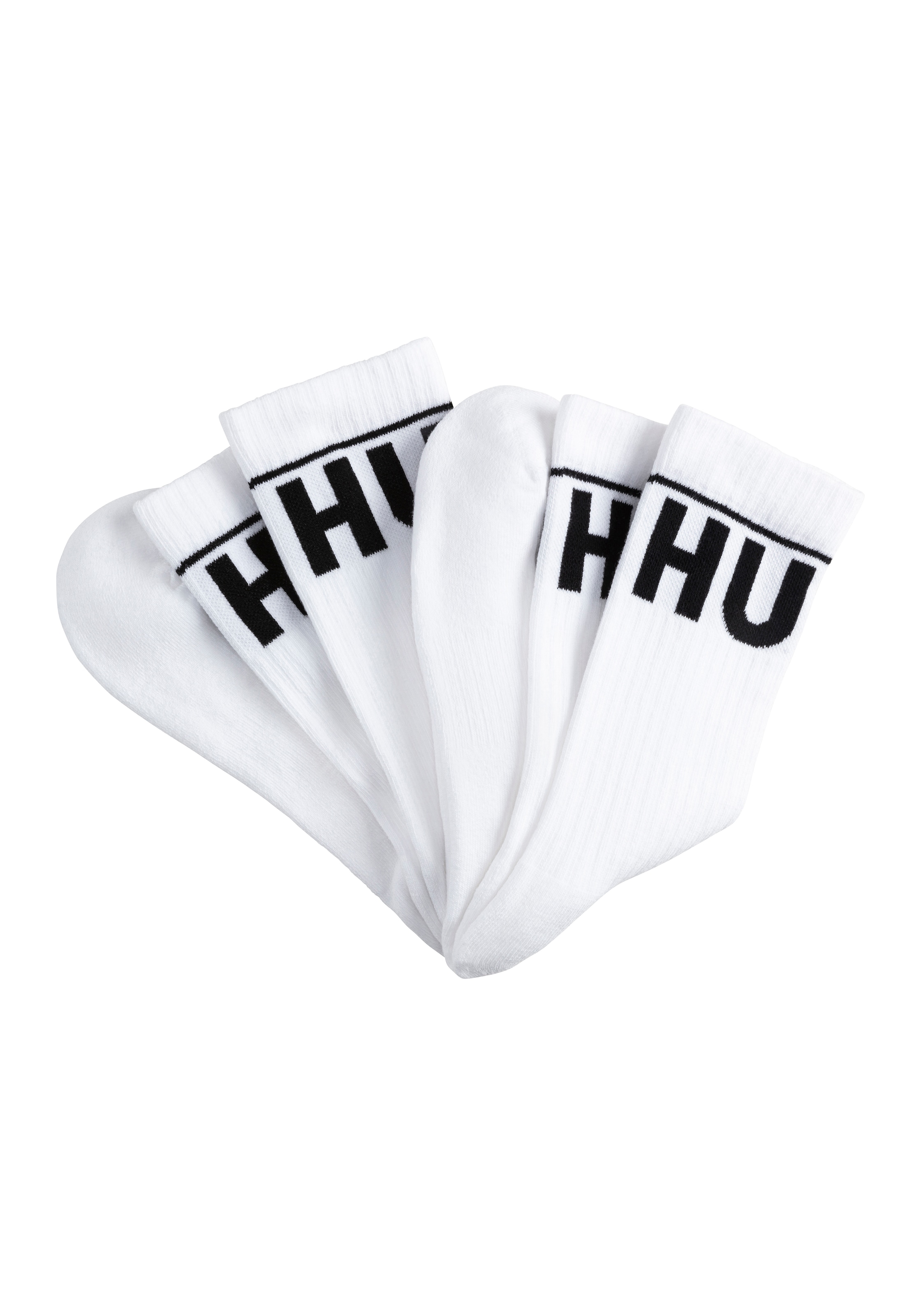 HUGO Underwear Freizeitsocken "2P QS RIB ICONIC CC", (Packung, 2 Paar, 2er), mit kontrastfarbenen HUGO Schriftzug