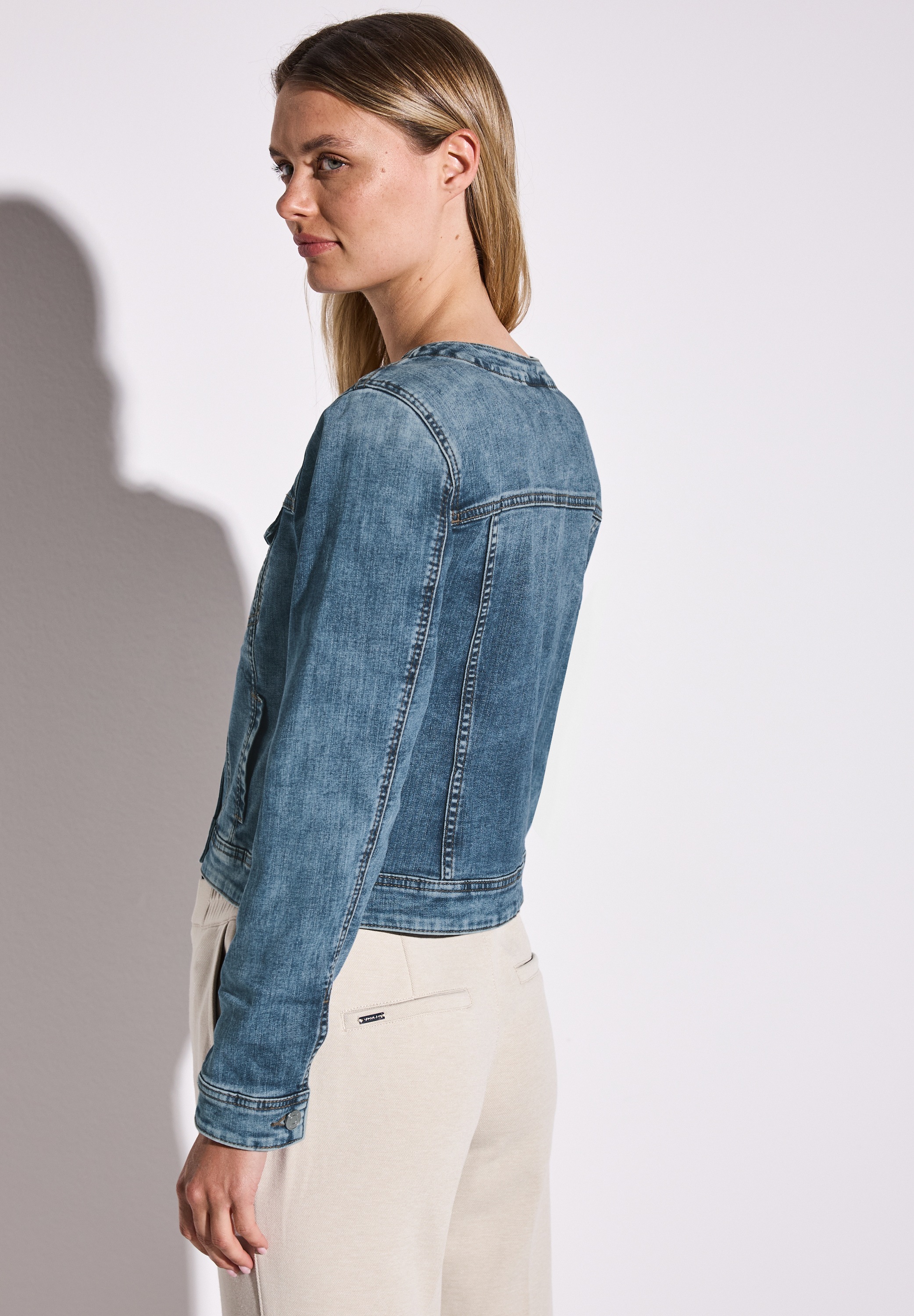 STREET ONE Jeansjacke, ohne Kapuze, mit Rundhalsausschnitt