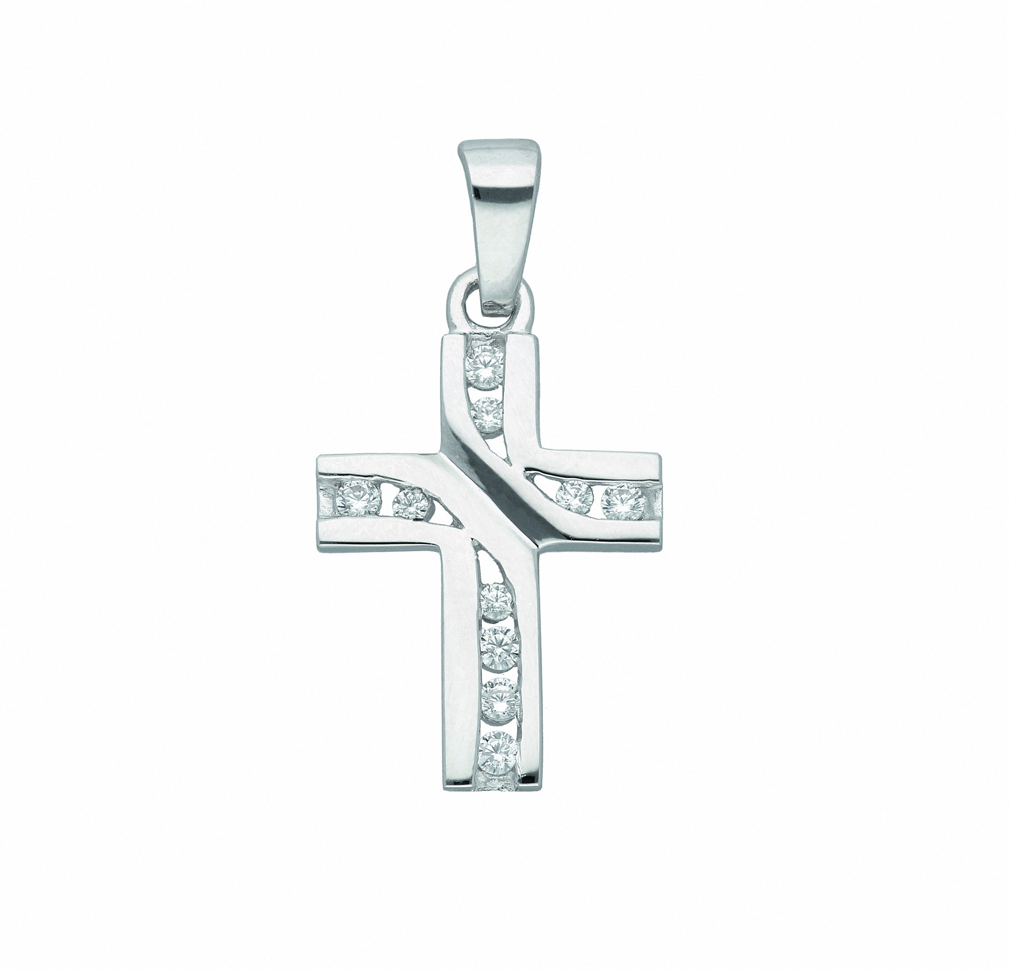 ADELIA ́S Damen Kettenanhänger "Damen & Herren 925 Silber Kreuz Anhänger mit Zirkonia", Damen,mit Zirkonia, Silber 925 (Sterlingsilber), silber,