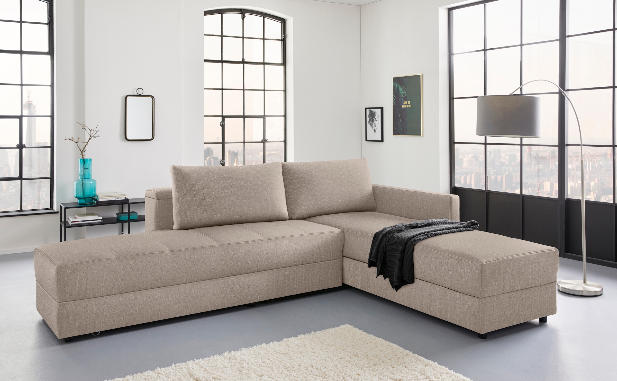 LOOKS by Wolfgang Joop Ecksofa »LooksIII L-Form«, durch Drehfunktion zum Bett wandelbar, inklusive Staufach