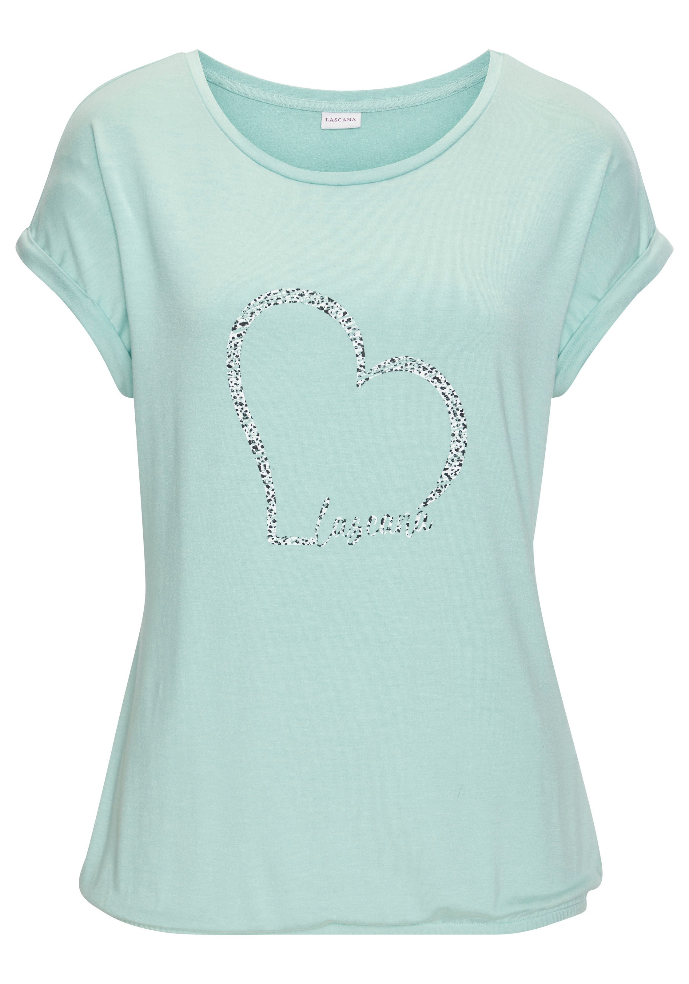LASCANA Kurzarmshirt "mit Lascana Herz Print", aus weichem Viskose-Stretch günstig online kaufen