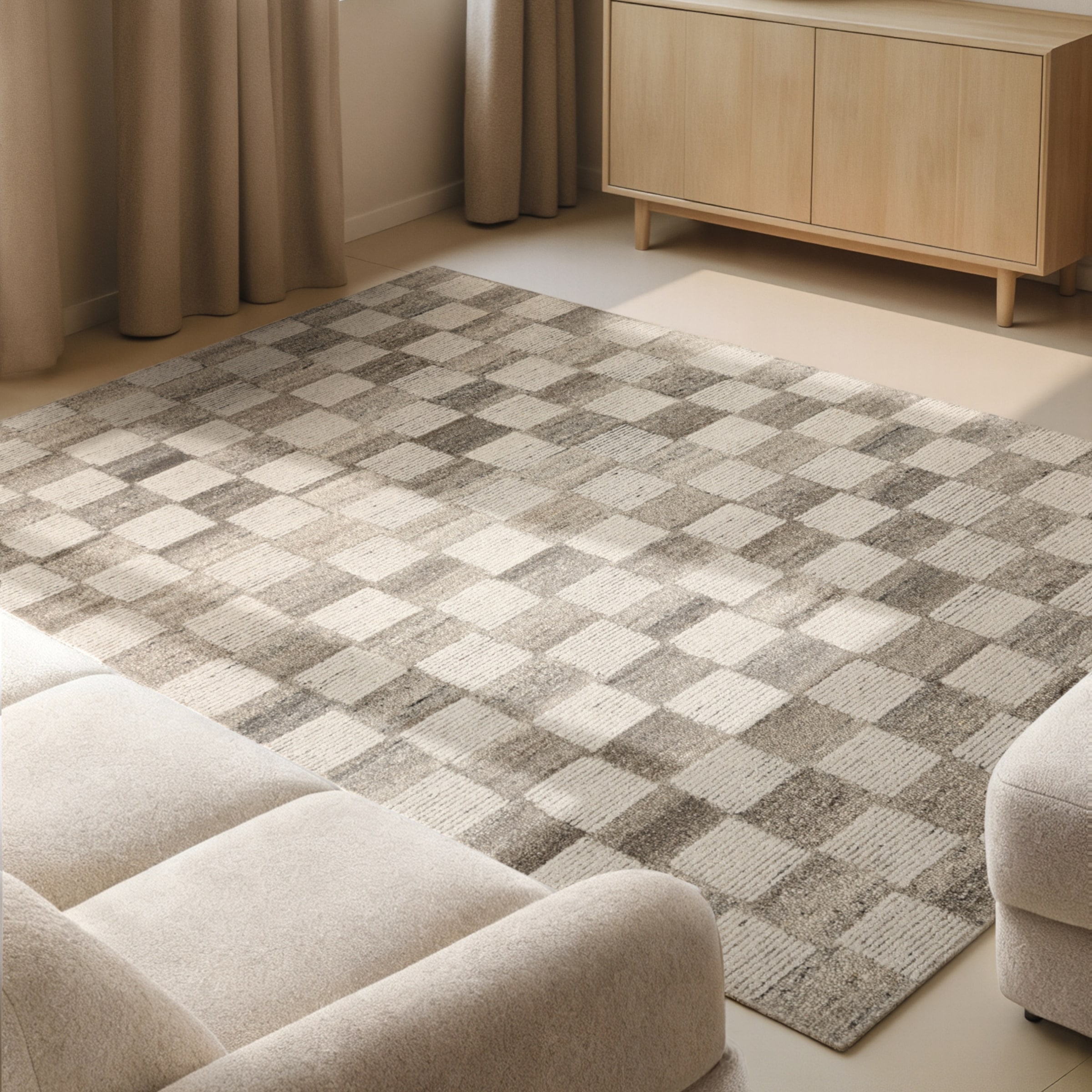 vikosa Teppich "Quadra" rechteckig 15 mm Höhe Handgemacht, Kariert, Karo, N günstig online kaufen