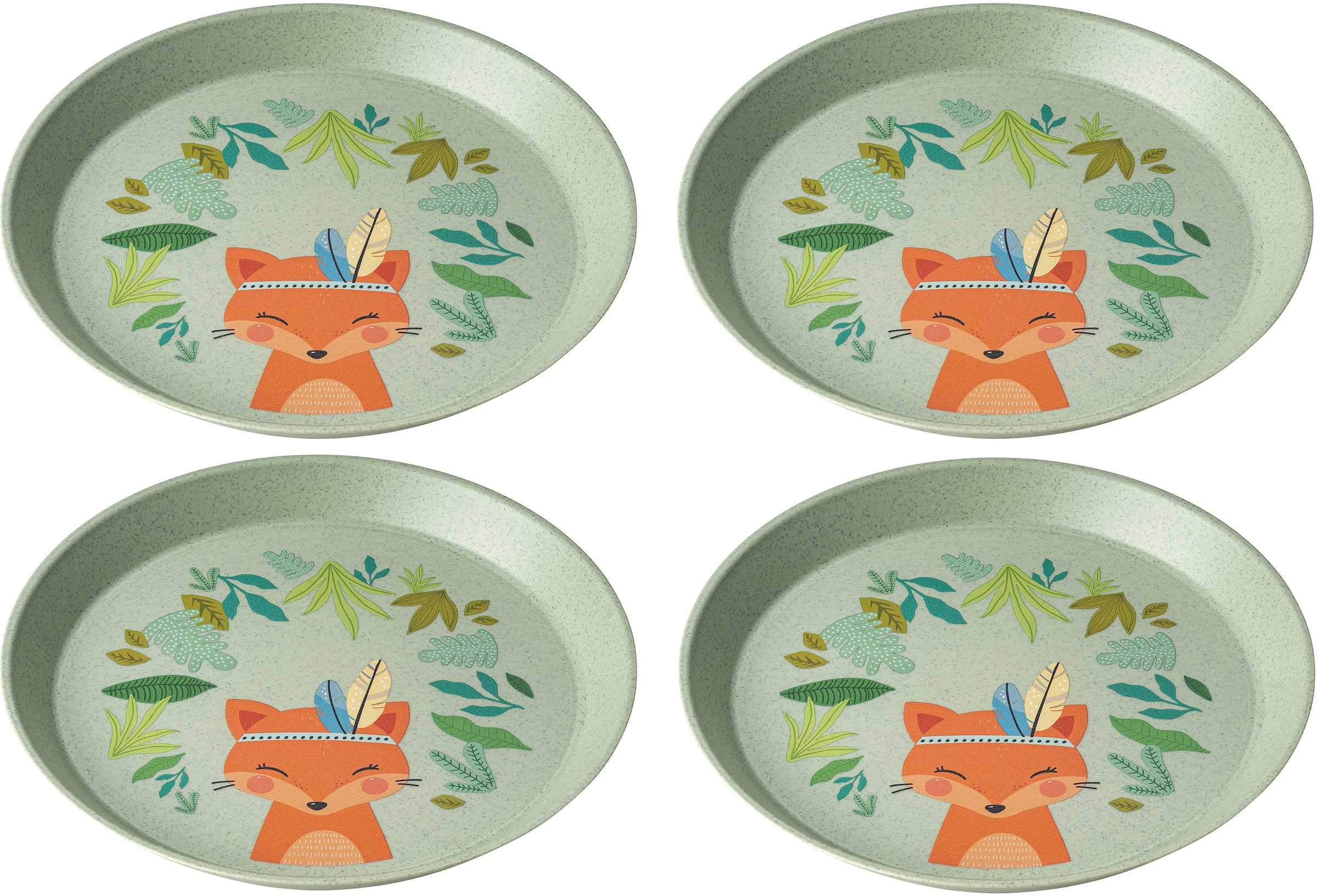 KOZIOL Kunststoffteller "CONNECT PLATE HARRY", (Set, 4 St., 4x Kleiner Teller 205mm), 100% recycelbar,100% made in Germa